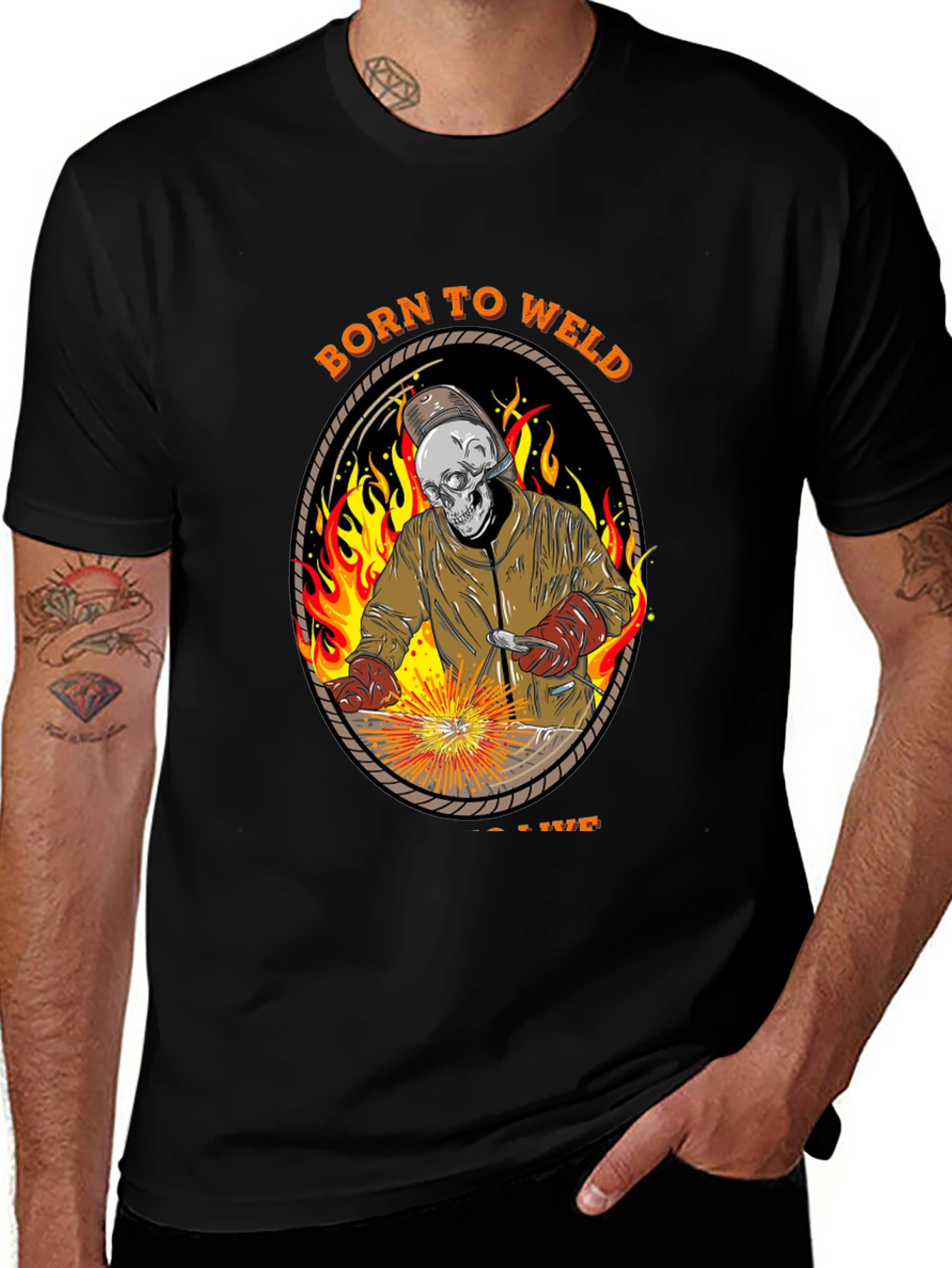 Born To Weld T-Shirt - Skull Welder Graphic