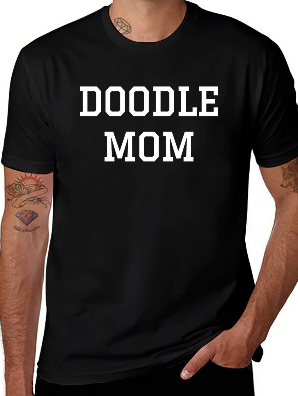 Doodle Mom T-Shirt -  Black Casual Tee