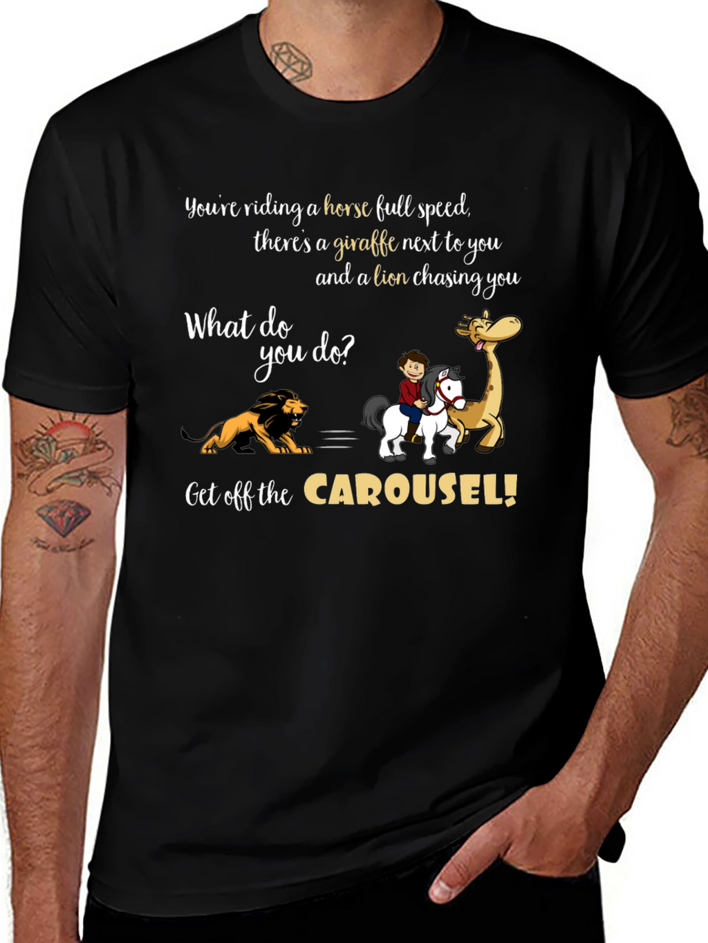 Carousel Horse Giraffe Lion T-Shirt