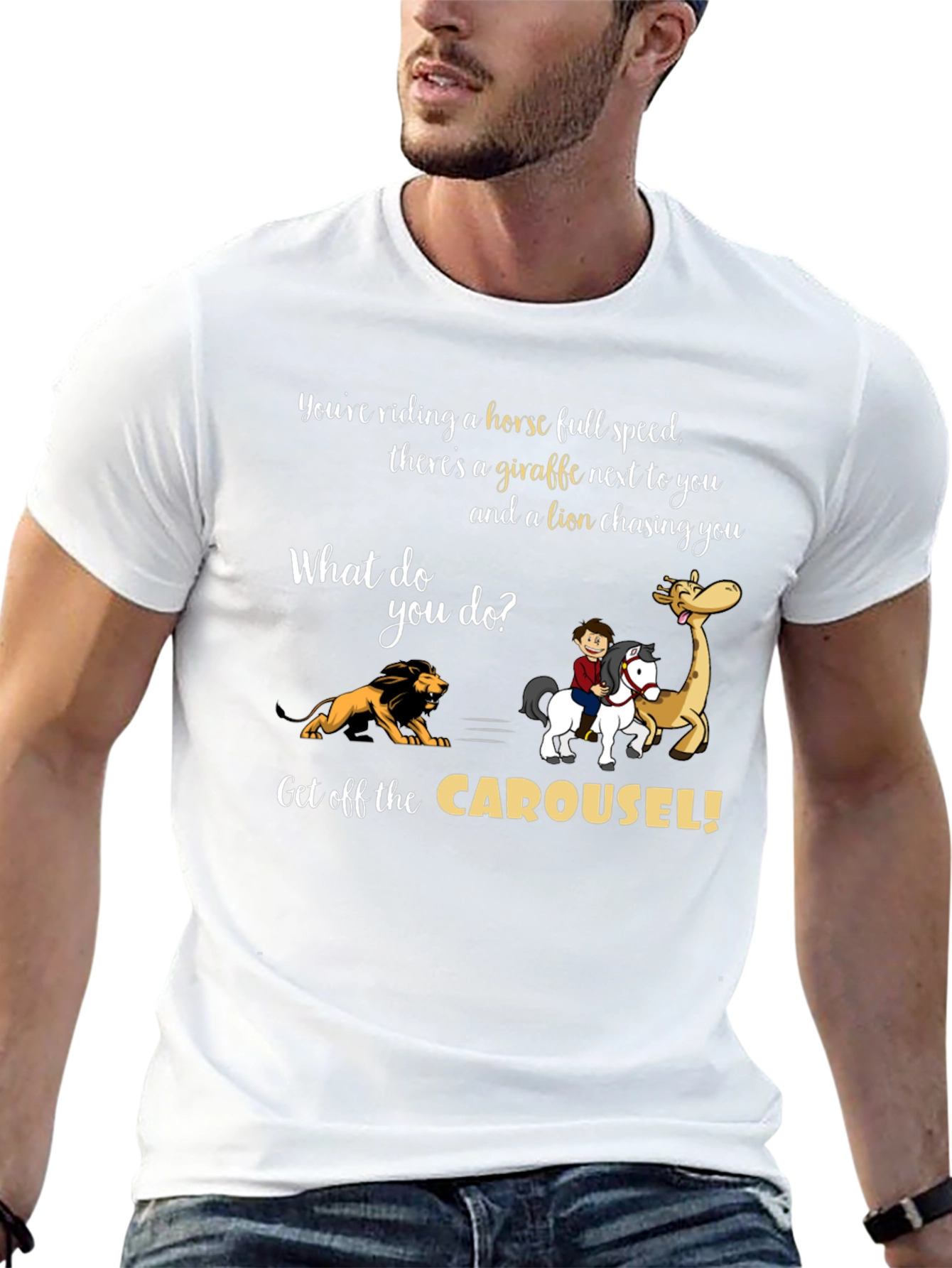 Carousel Horse Giraffe Lion T-Shirt