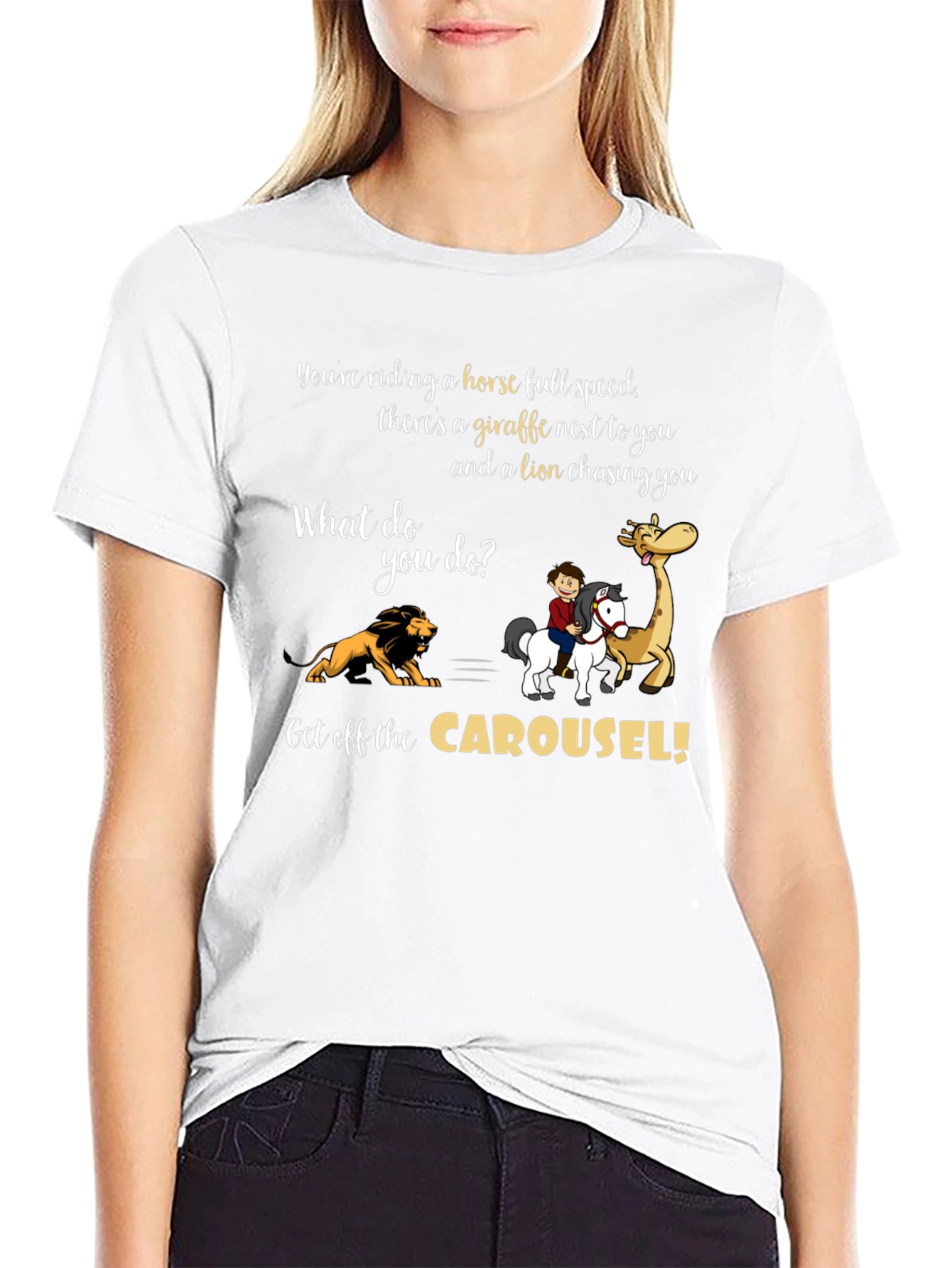 Carousel Horse Giraffe Lion T-Shirt