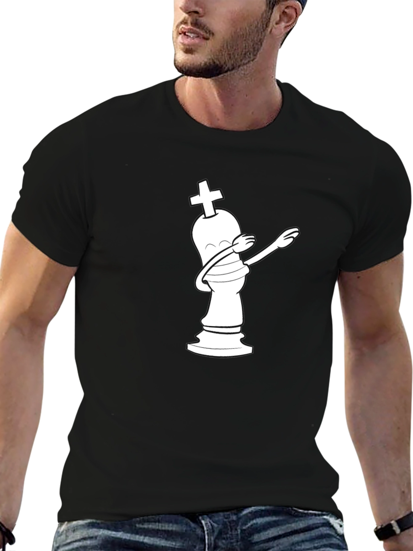 Dabbing Chess King Graphic Tee - Black Cotton T-Shirt