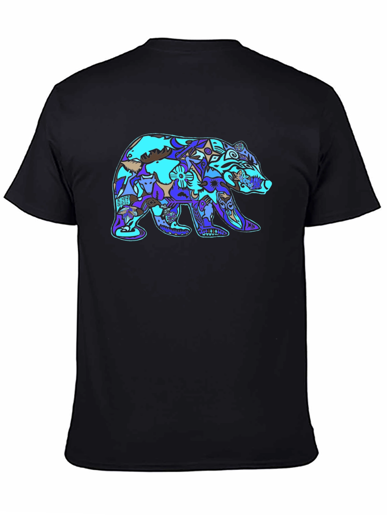 Bear Design Mens Black T-Shirt