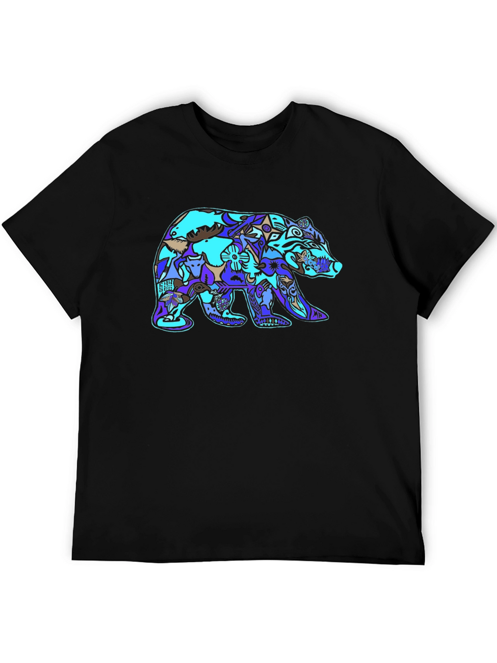 Bear Design Mens Black T-Shirt