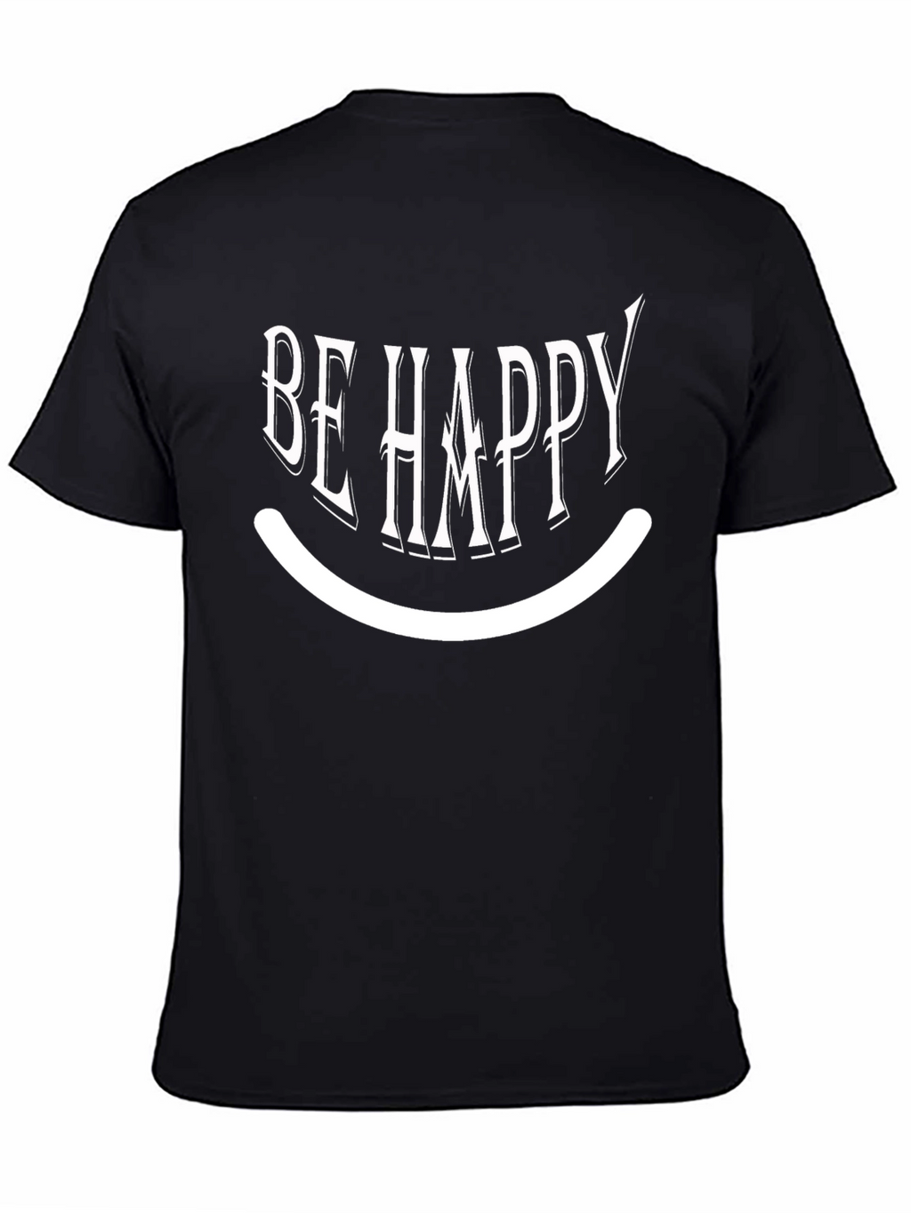 Be Happy Graphic Print Black T-Shirt