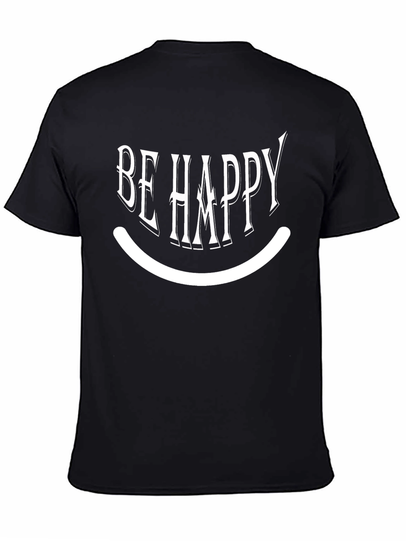 Be Happy Graphic Print Black T-Shirt