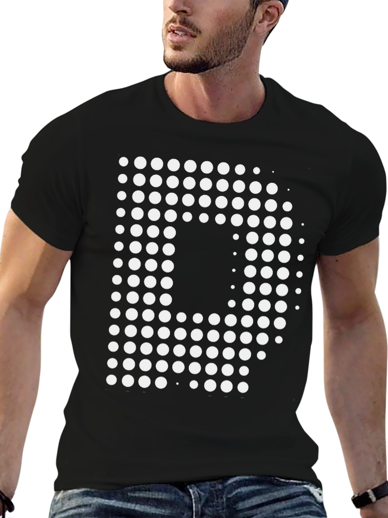 Modern D Graphic Black T-Shirt
