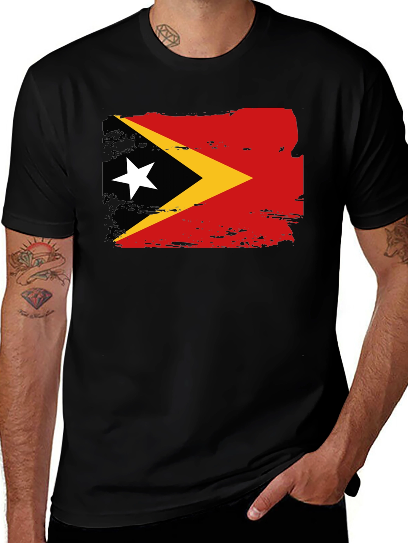 East Timor Flag T-Shirt - Black Tee