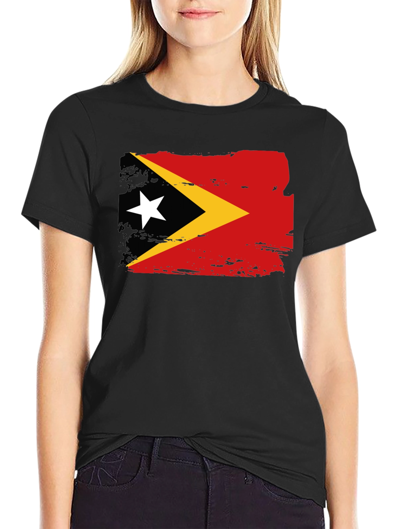 East Timor Flag T-Shirt - Black Tee