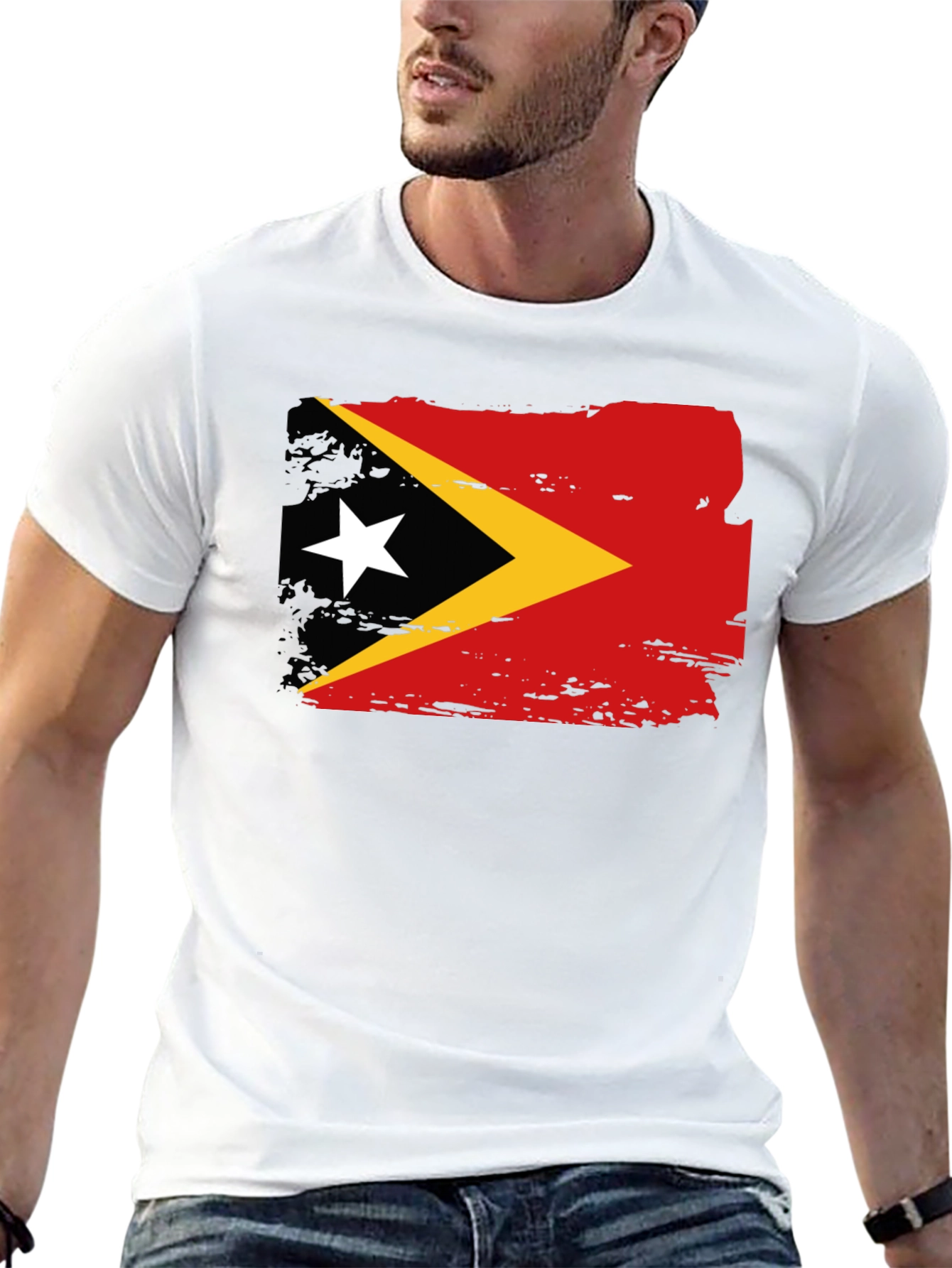 East Timor Flag T-Shirt - Black Tee