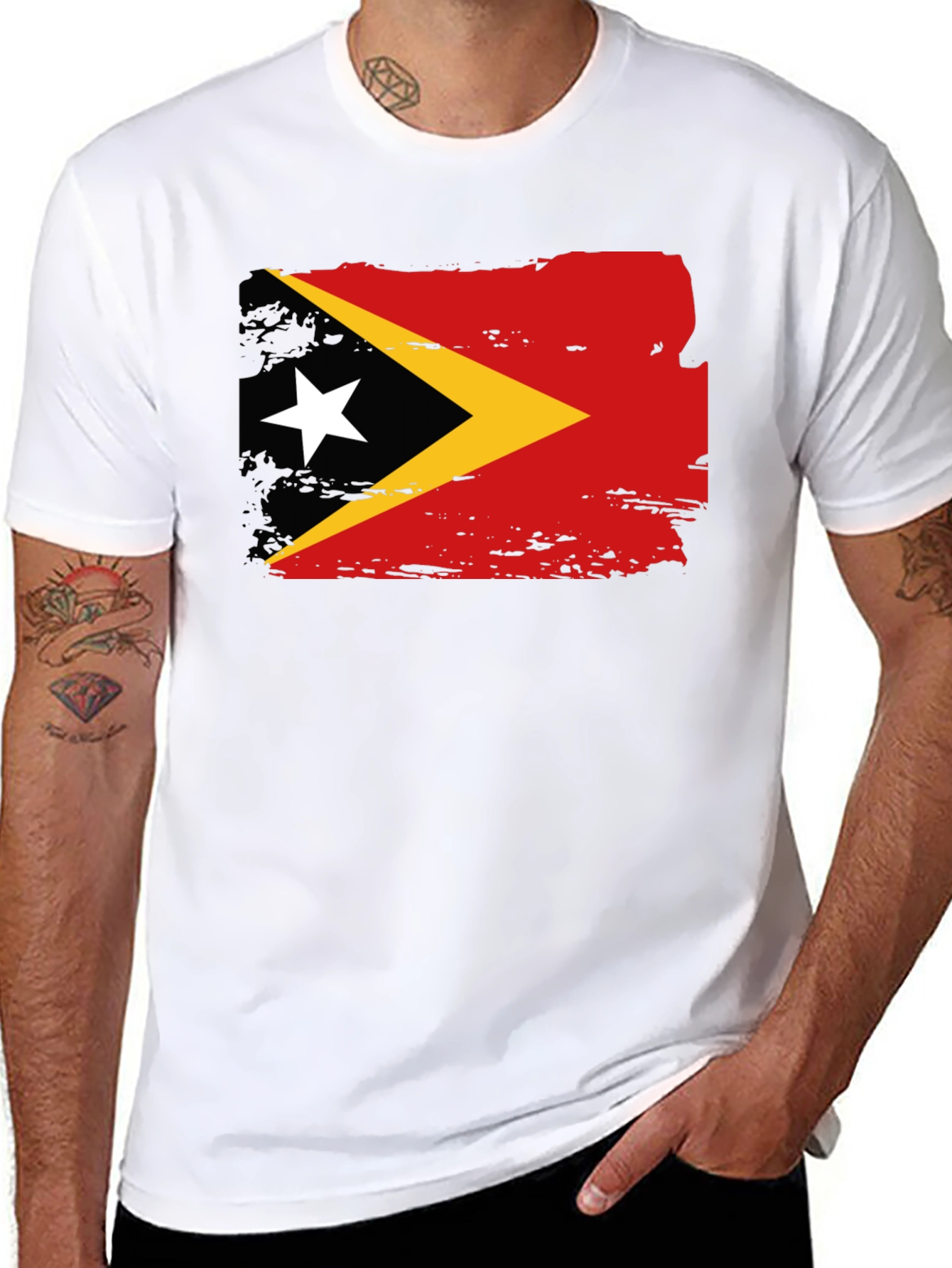 East Timor Flag T-Shirt - Black Tee