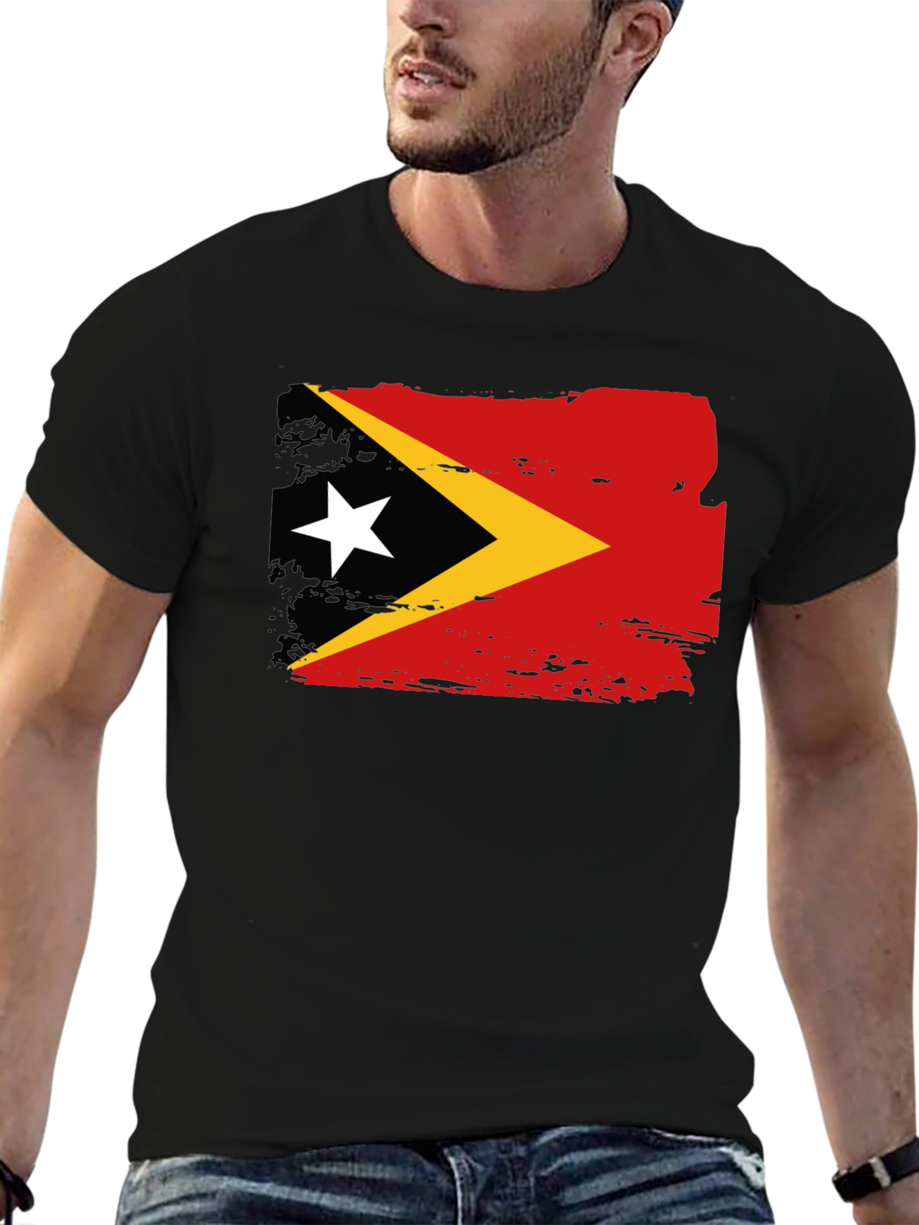 East Timor Flag T-Shirt - Black Tee