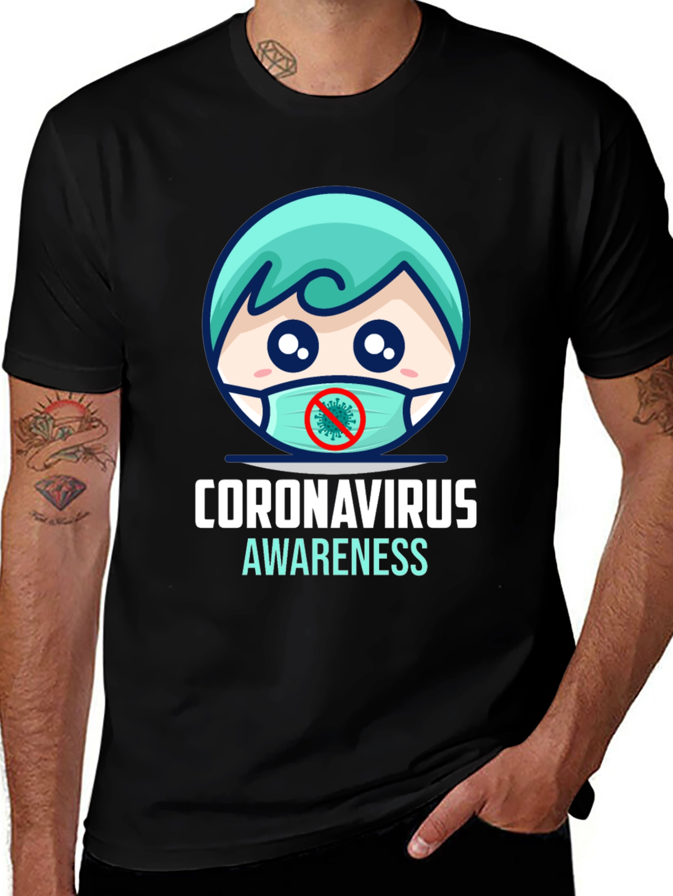 Coronavirus Awareness T-Shirt - Black Graphic Tee