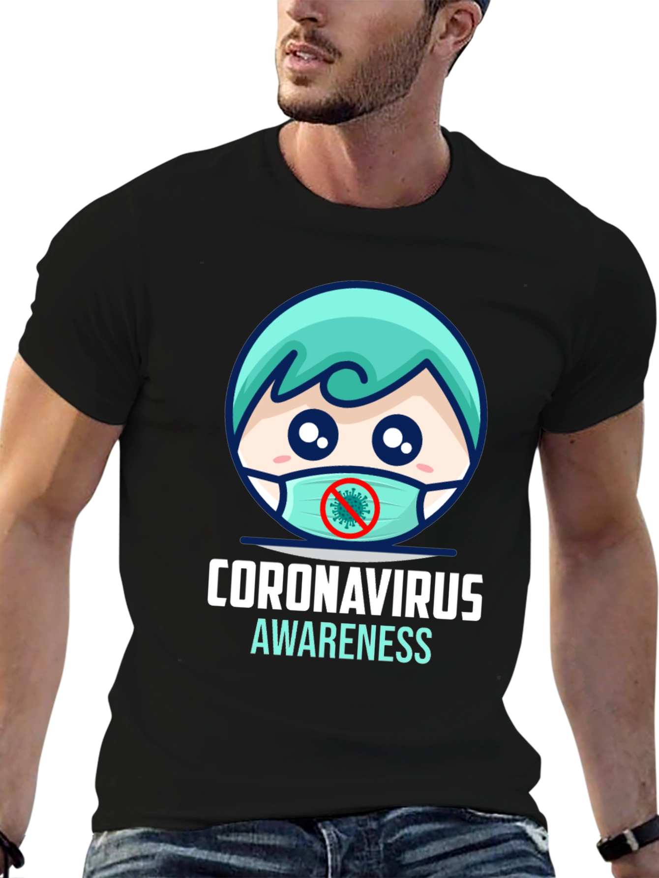 Coronavirus Awareness T-Shirt - Black Graphic Tee