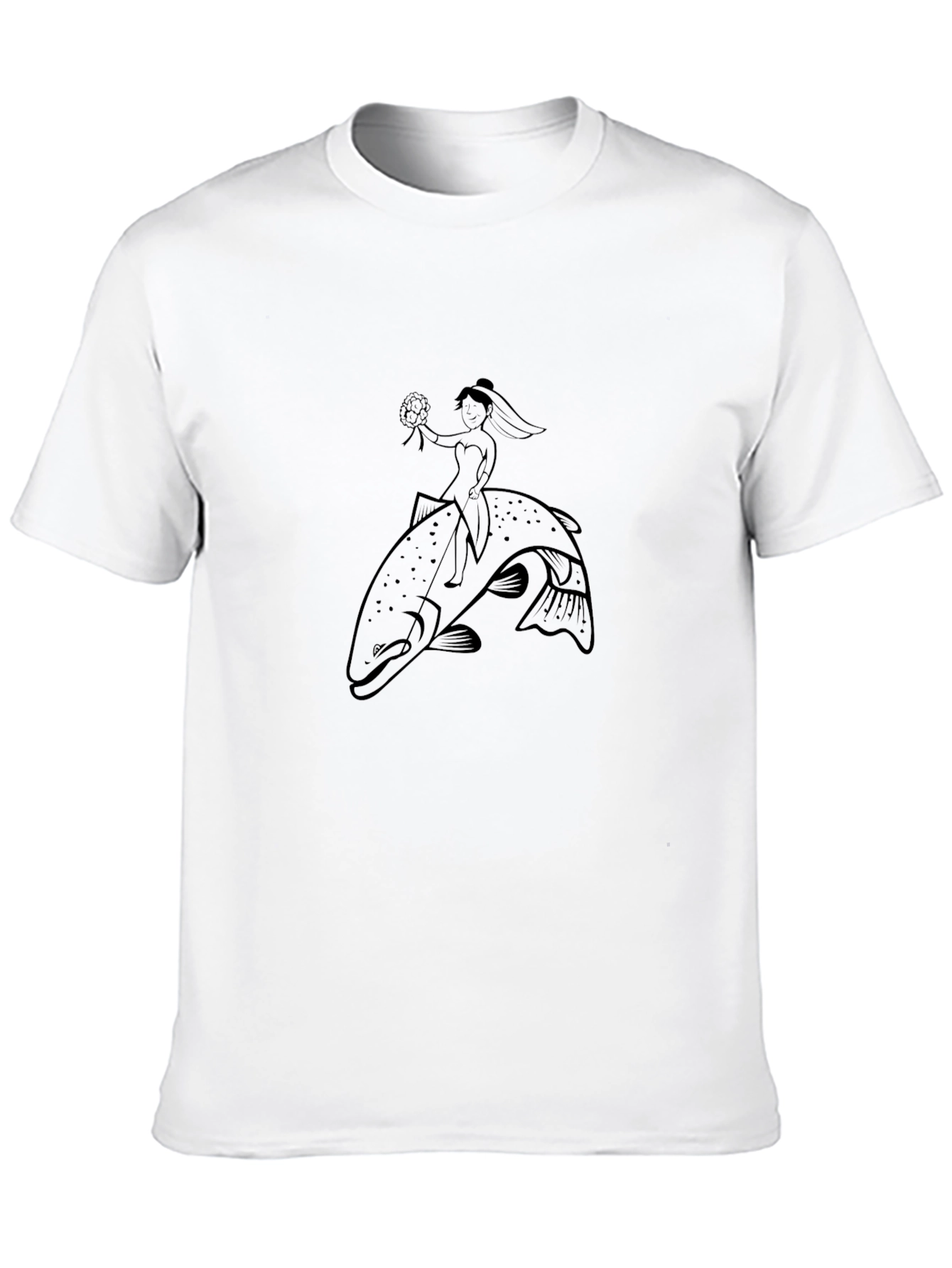 Bride Riding a Fish Graphic Tee - Unique & Fun!