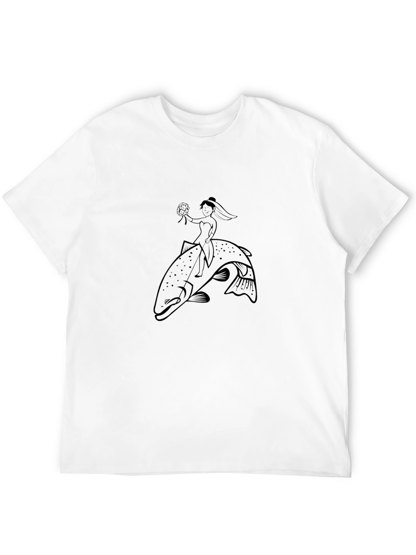 Bride Riding a Fish Graphic Tee - Unique & Fun!