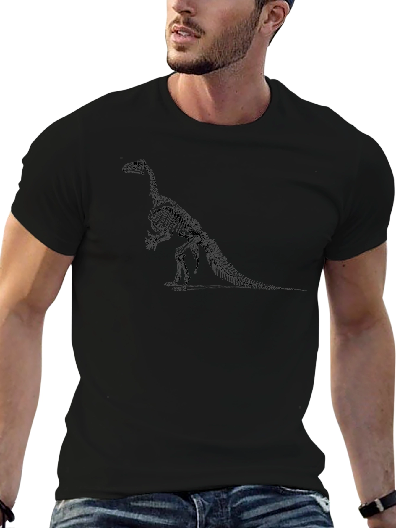 Dinosaur Skeleton Graphic T-Shirt - Black