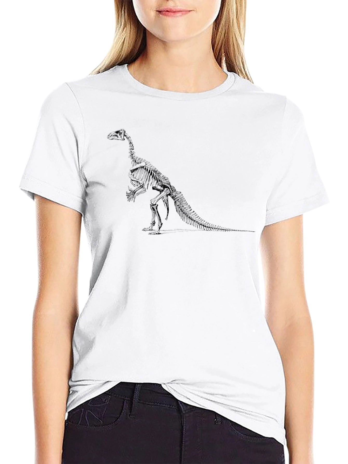 Dinosaur Skeleton Graphic T-Shirt - Black