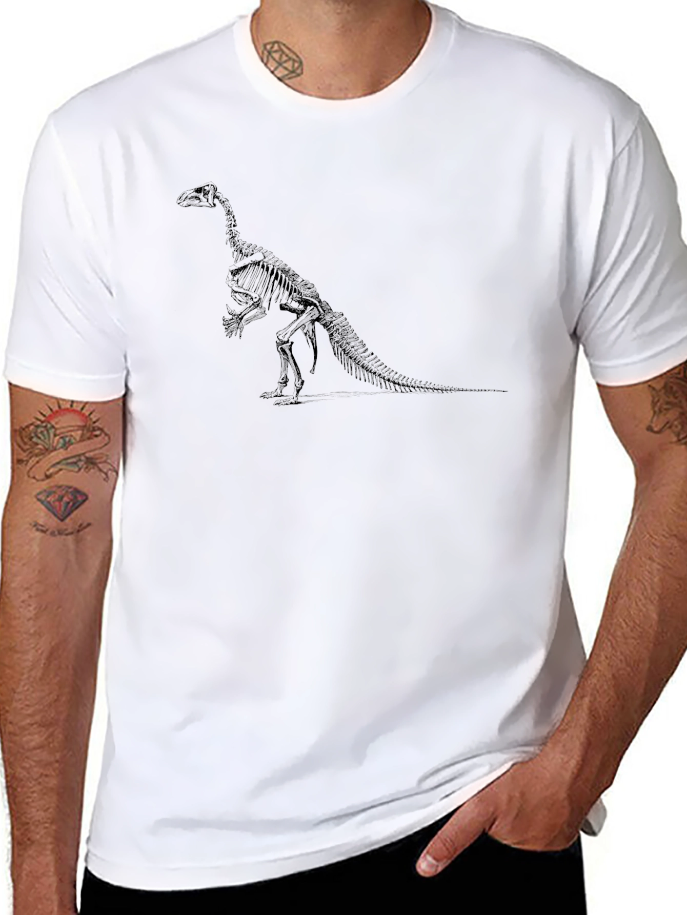 Dinosaur Skeleton Graphic T-Shirt - Black
