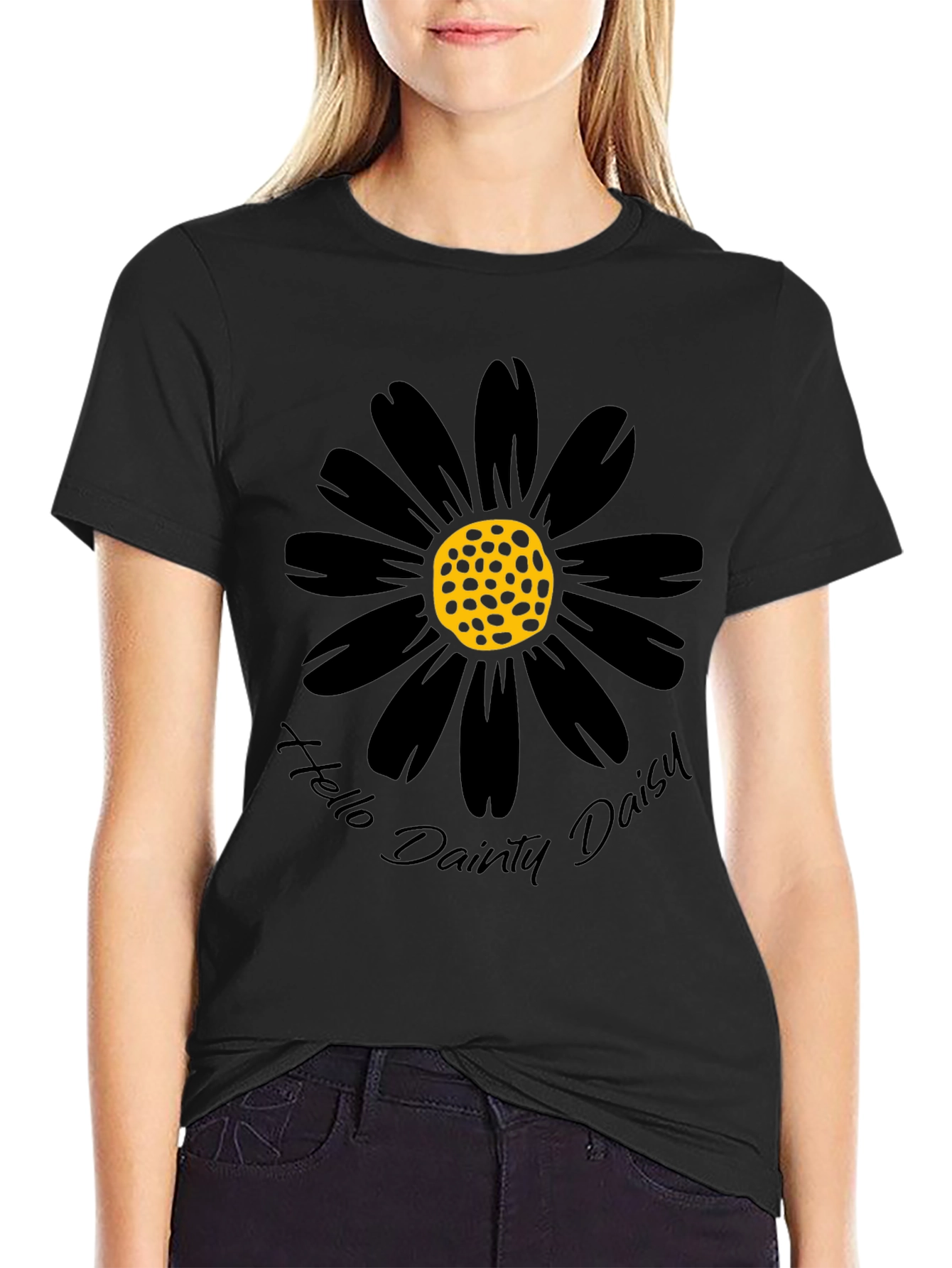 Black Daisy Graphic Tee - Hello Dainty Daisy
