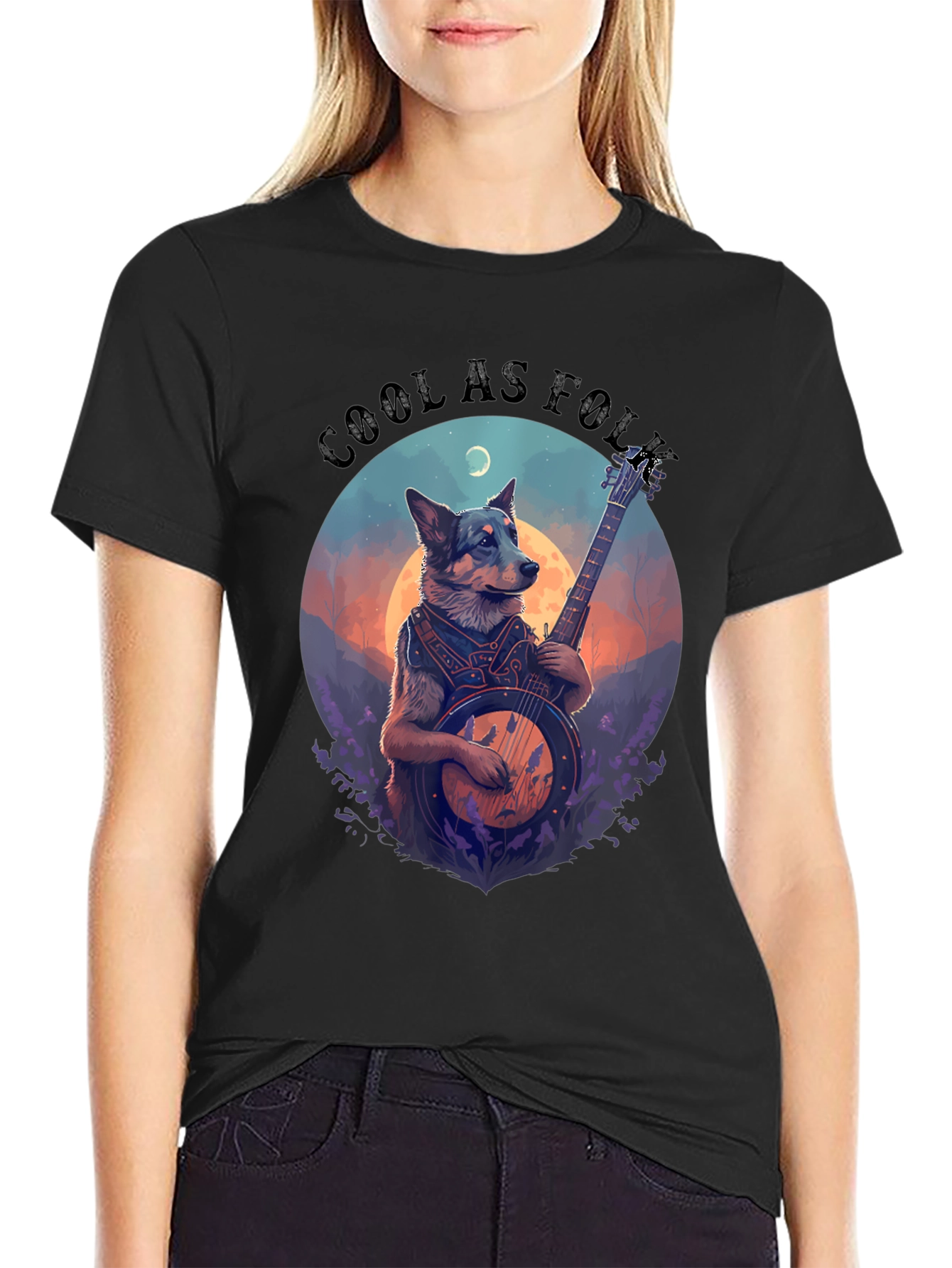Cool as Folk Dog Graphic Tee - Black