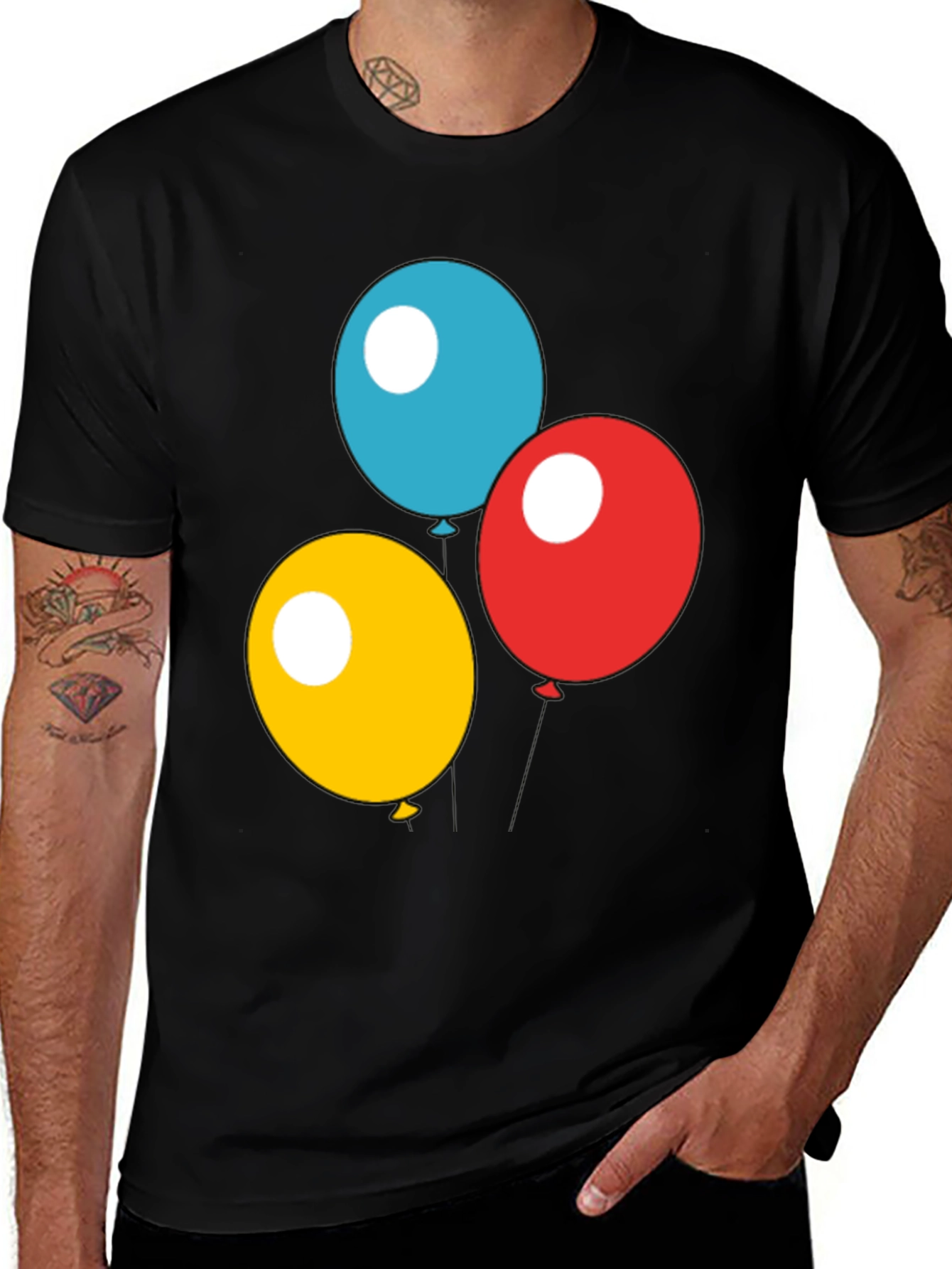 Balloon Trio Black T-Shirt - Fun Graphic Tee