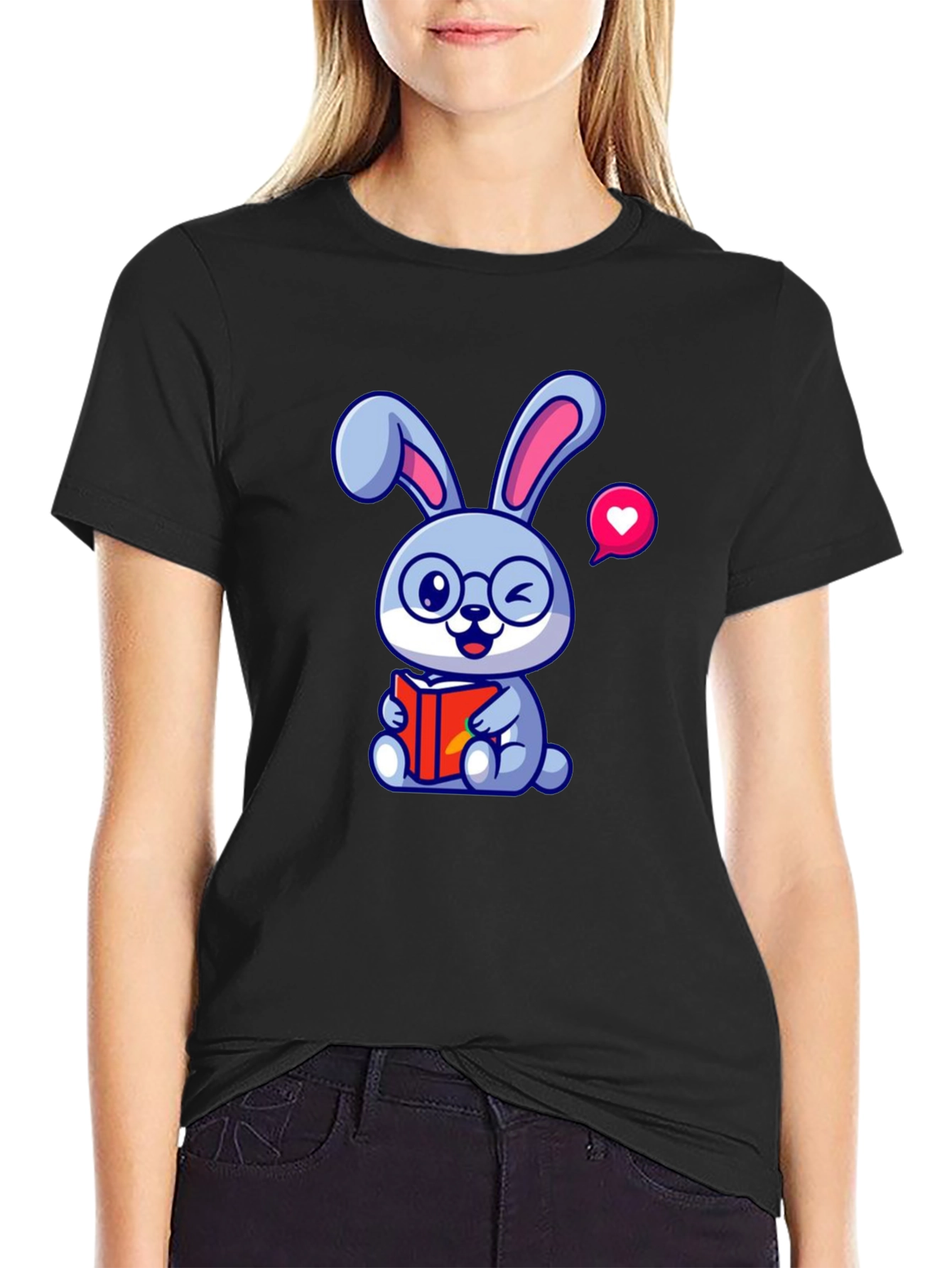 Cute Bunny Reading T-Shirt