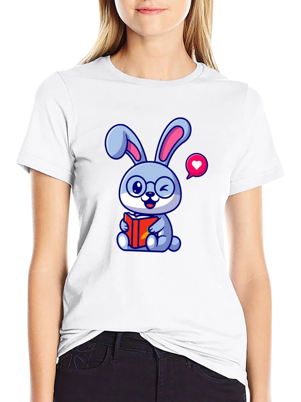 Cute Bunny Reading T-Shirt