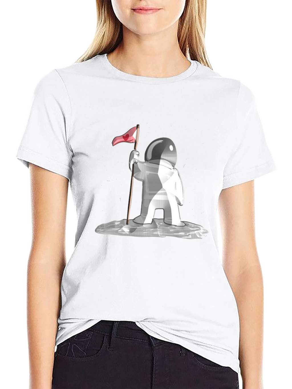 Astronaut Love Flag Graphic Tee - Black