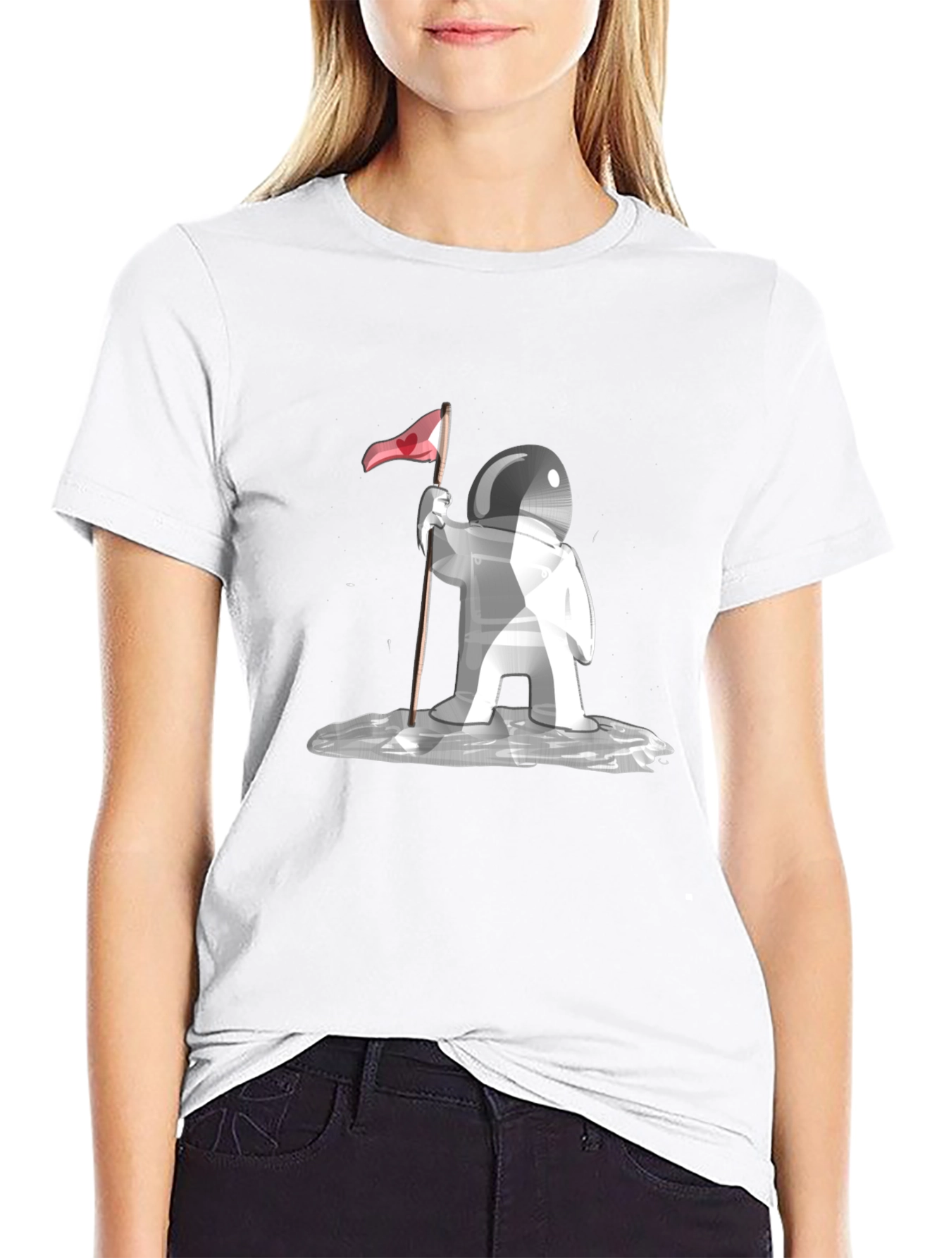 Astronaut Love Flag Graphic Tee - Black
