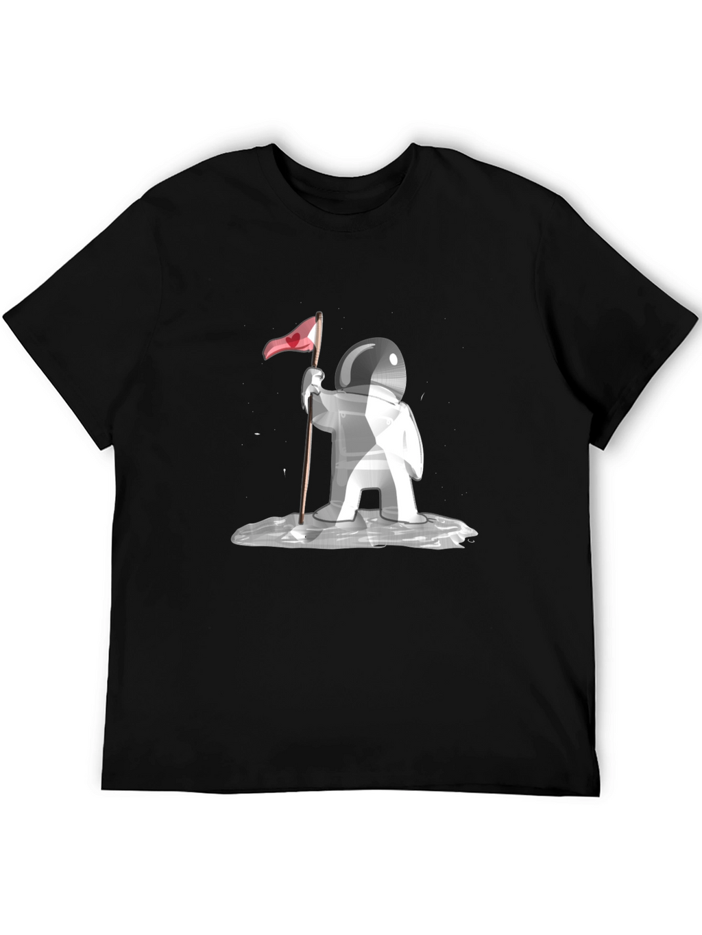 Astronaut Love Flag Graphic Tee - Black