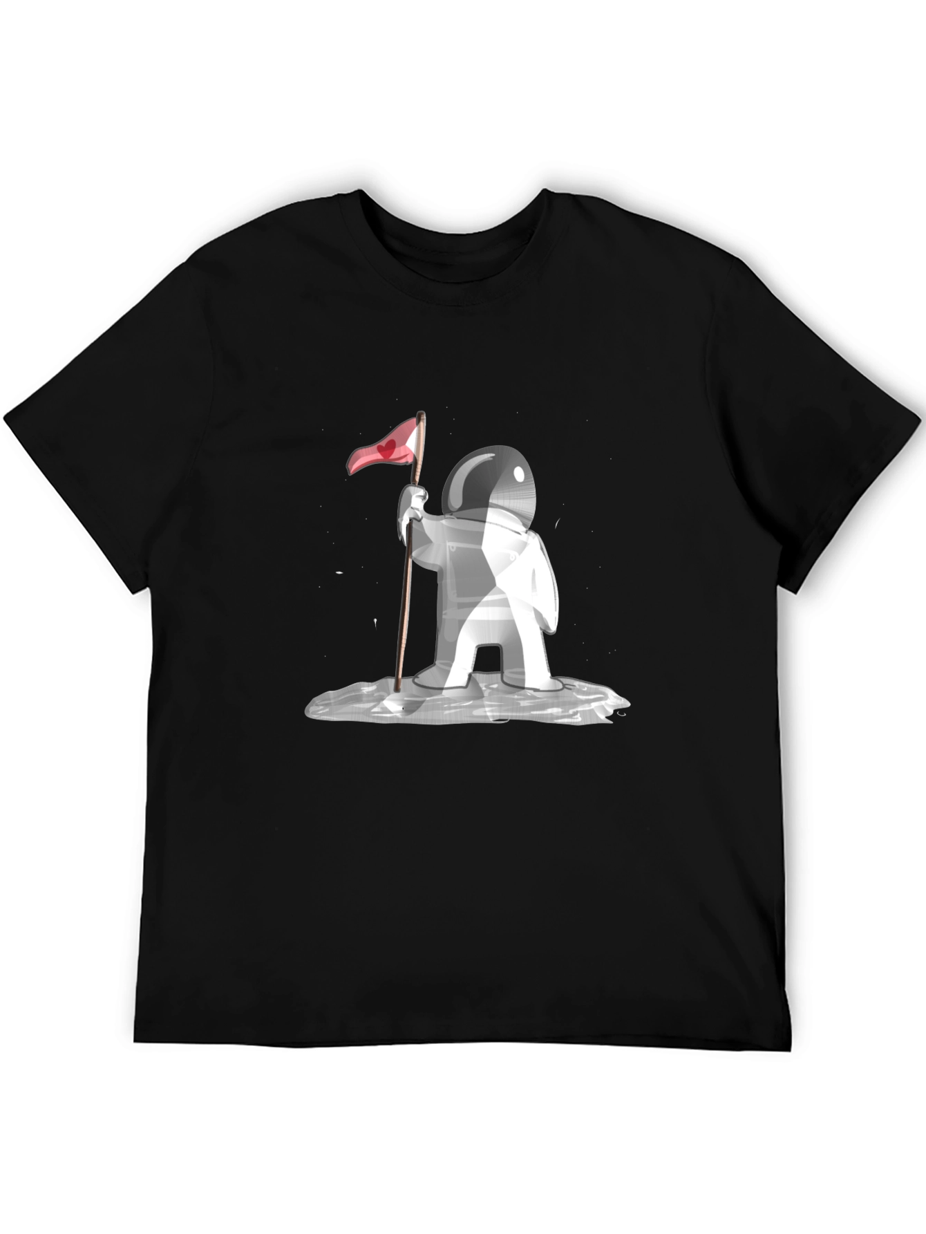 Astronaut Love Flag Graphic Tee - Black