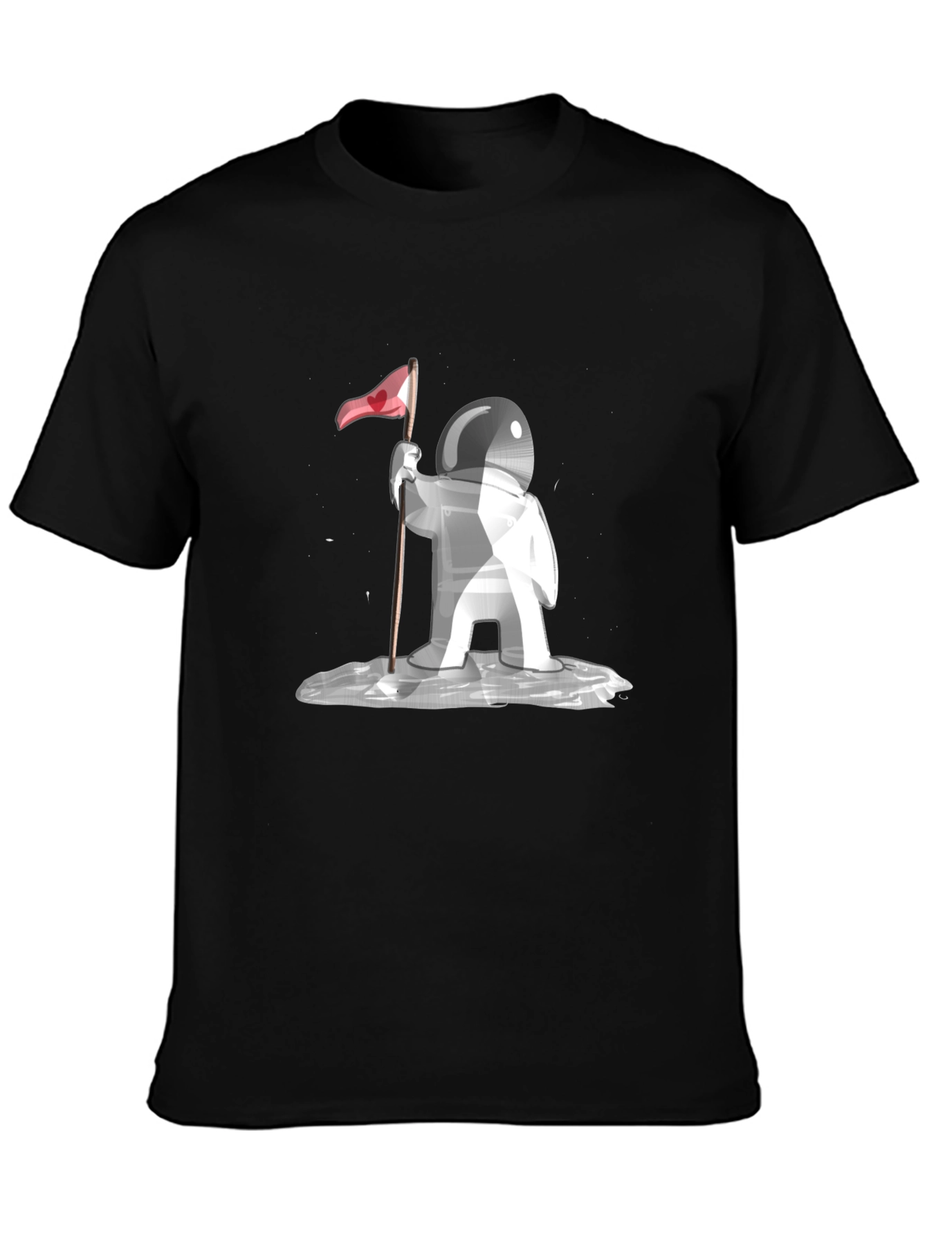 Astronaut Love Flag Graphic Tee - Black