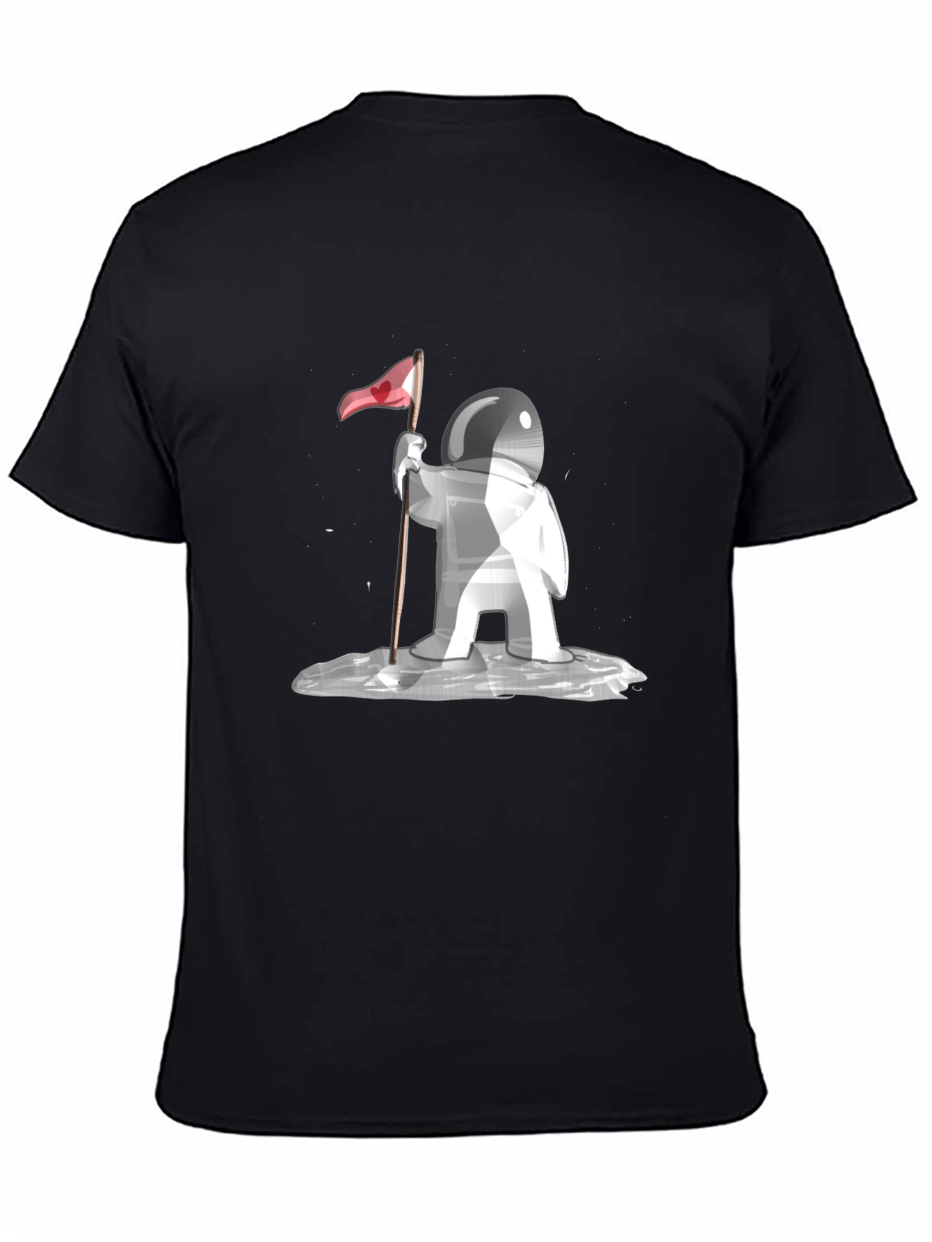 Astronaut Love Flag Graphic Tee - Black