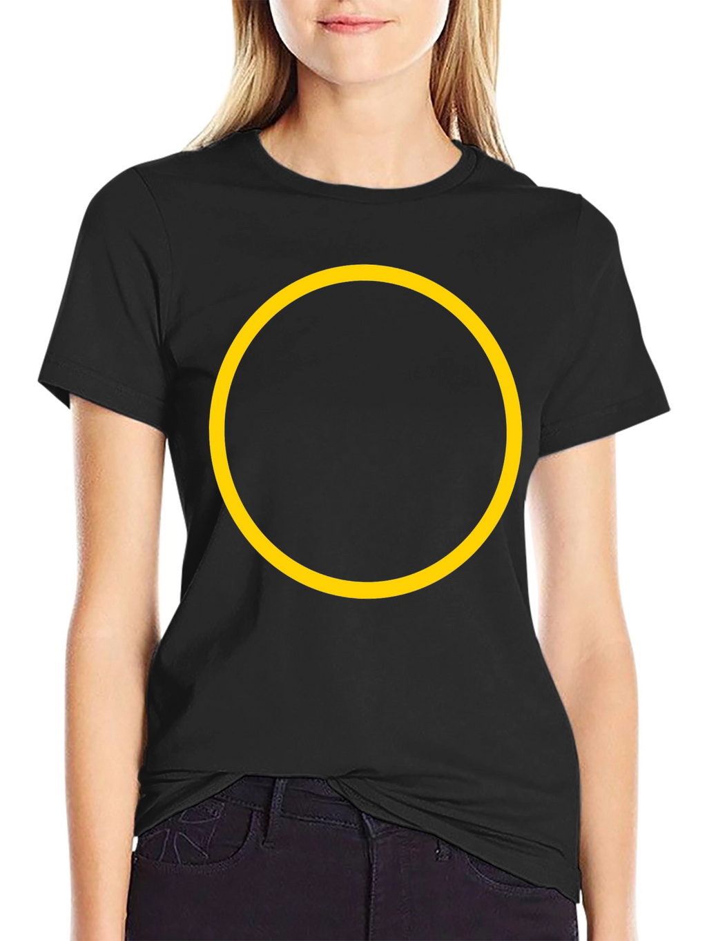 Black Tee with Yellow Circle Graphic