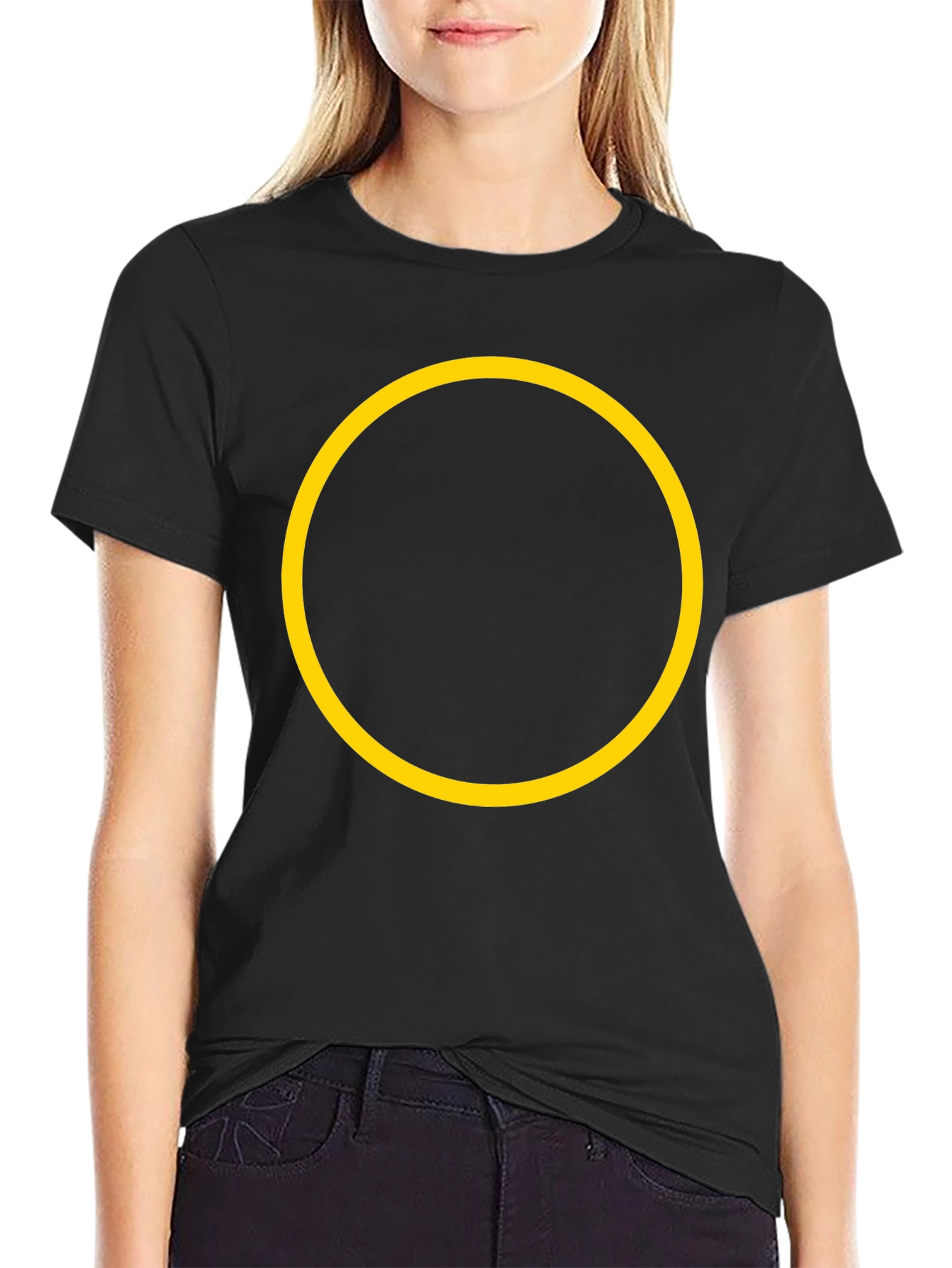 Black Tee with Yellow Circle Graphic