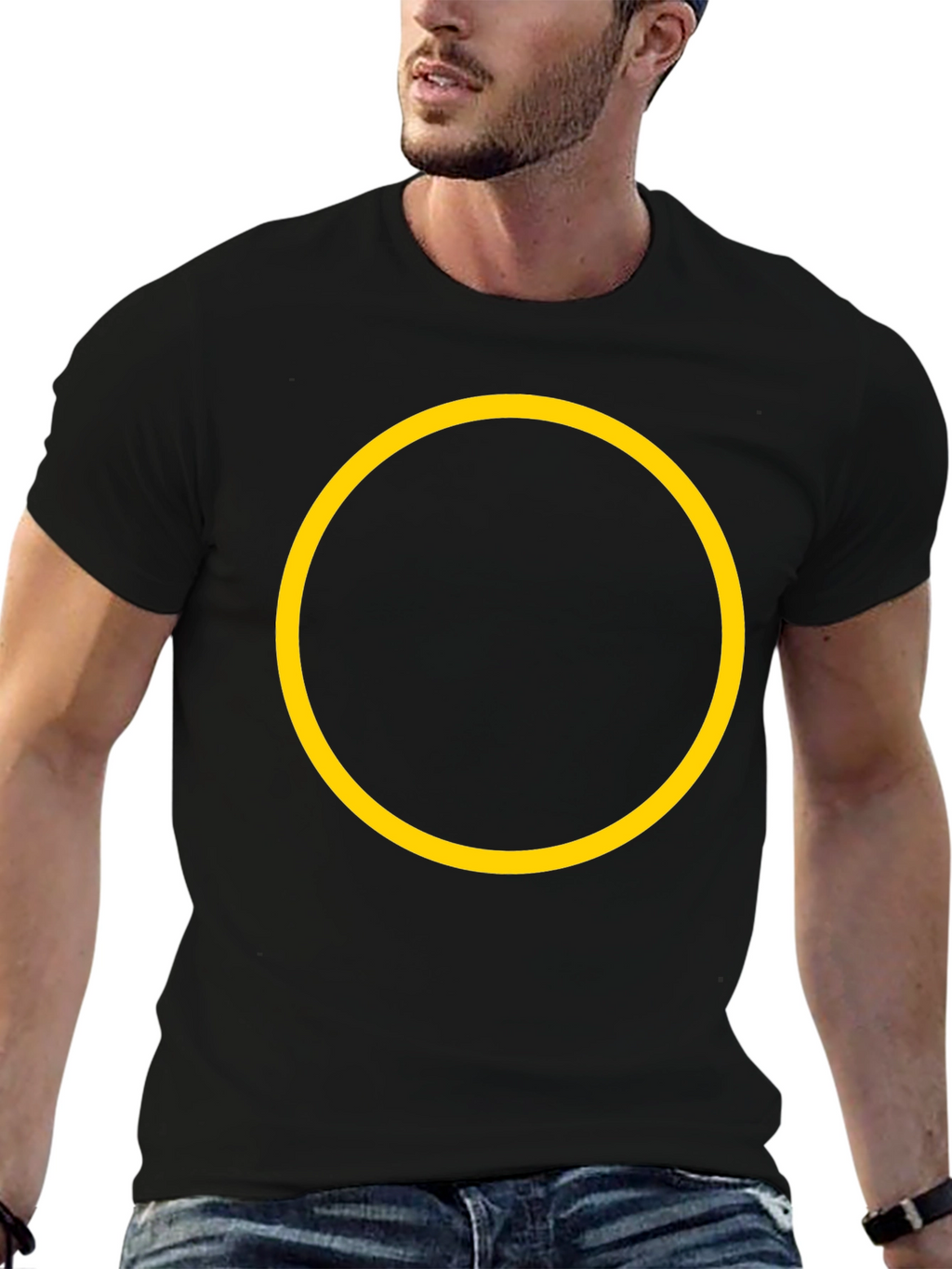Black Tee with Yellow Circle Graphic