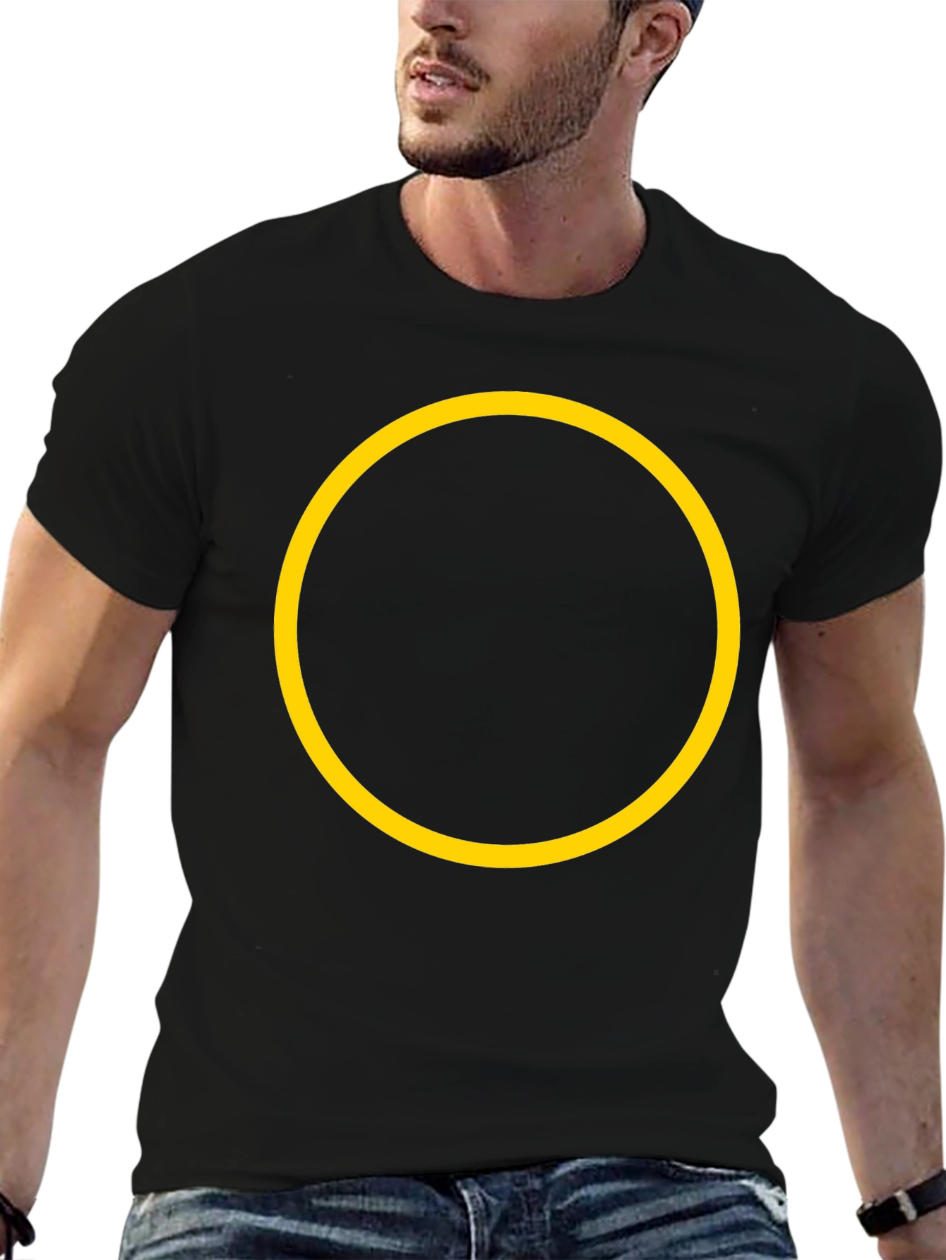 Black Tee with Yellow Circle Graphic
