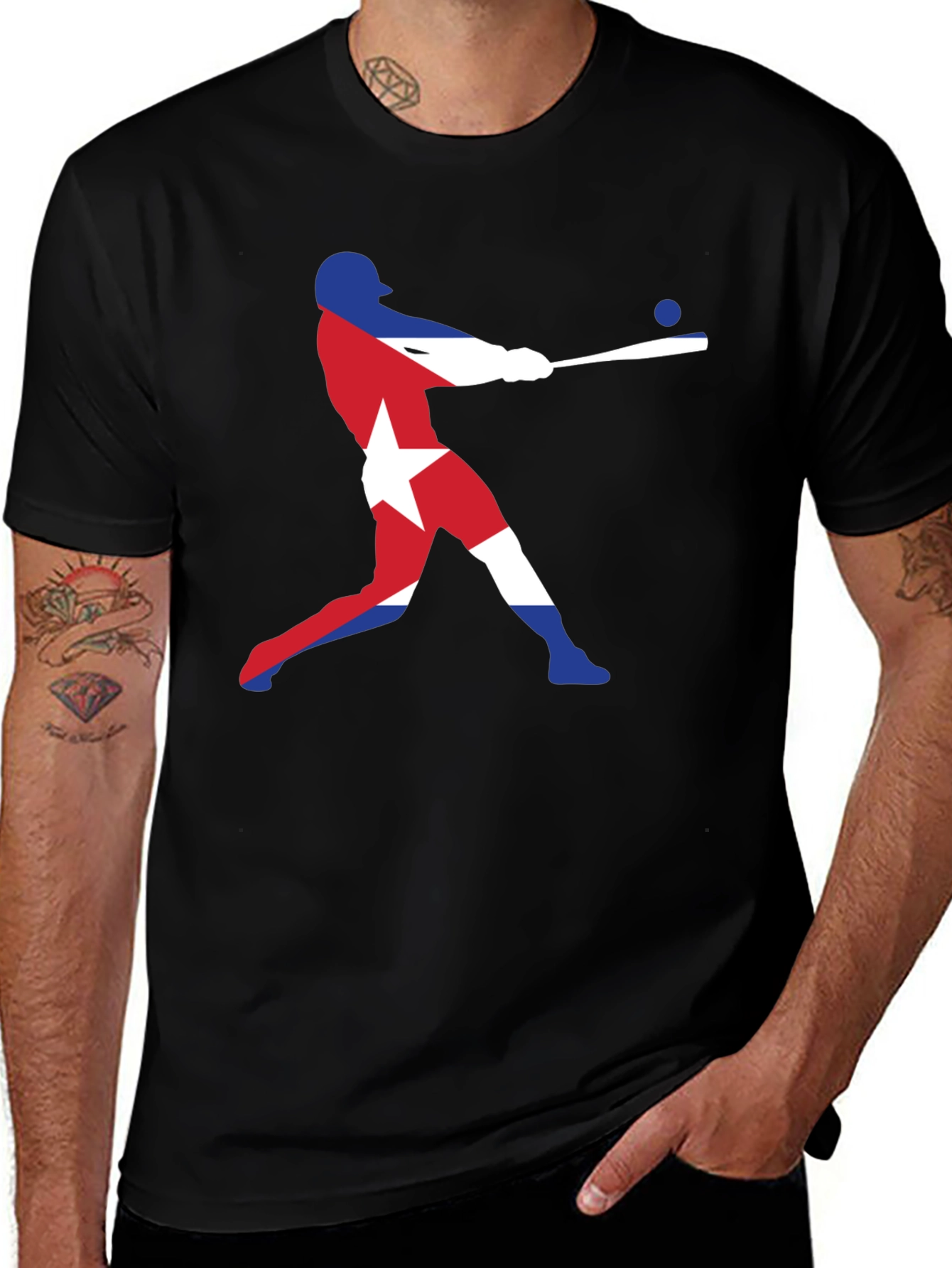 Cuban Flag Baseball T-Shirt