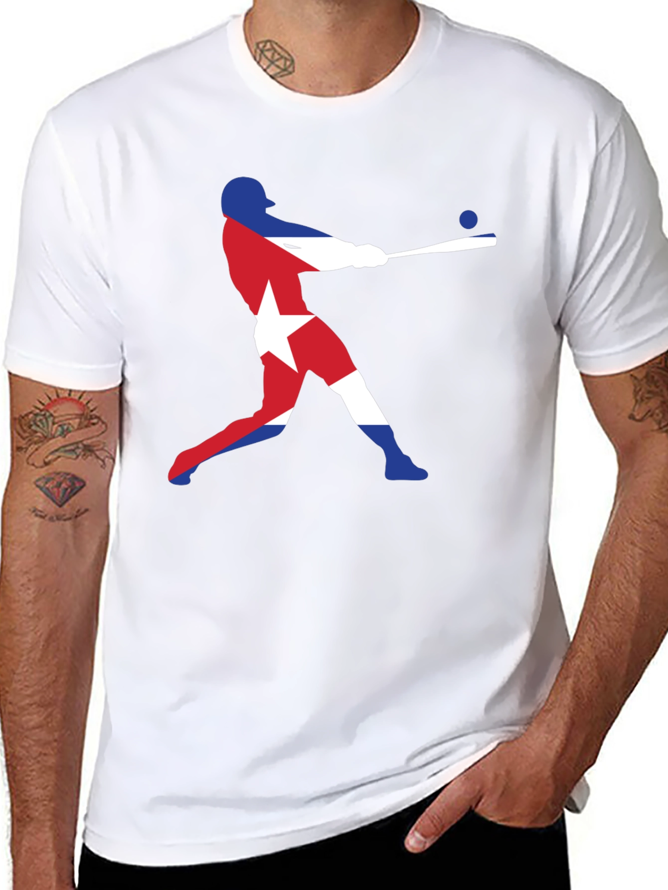 Cuban Flag Baseball T-Shirt