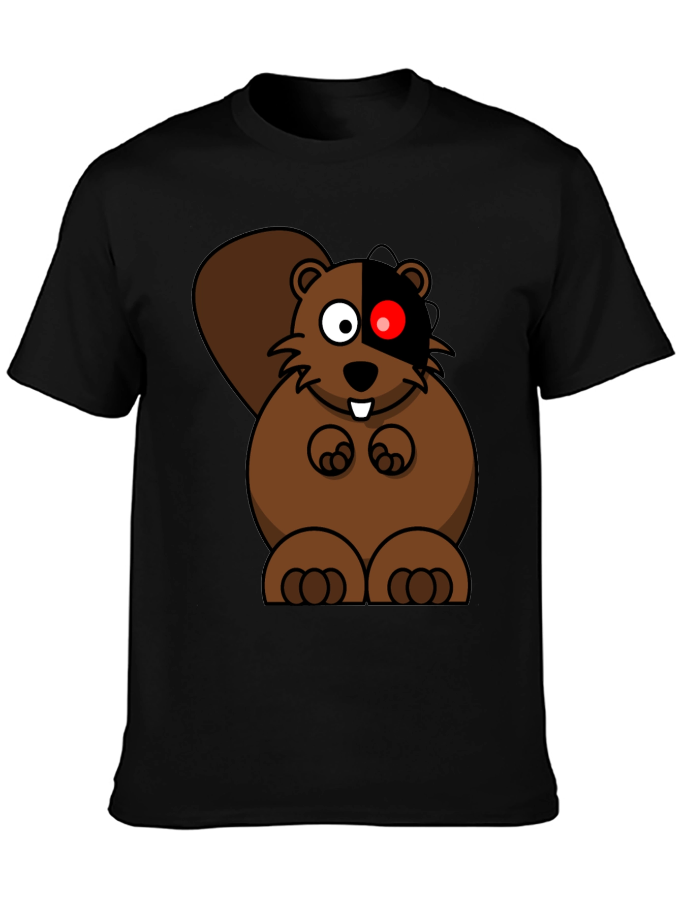 Cyber Beaver Graphic Tee - Unique Cartoon Design