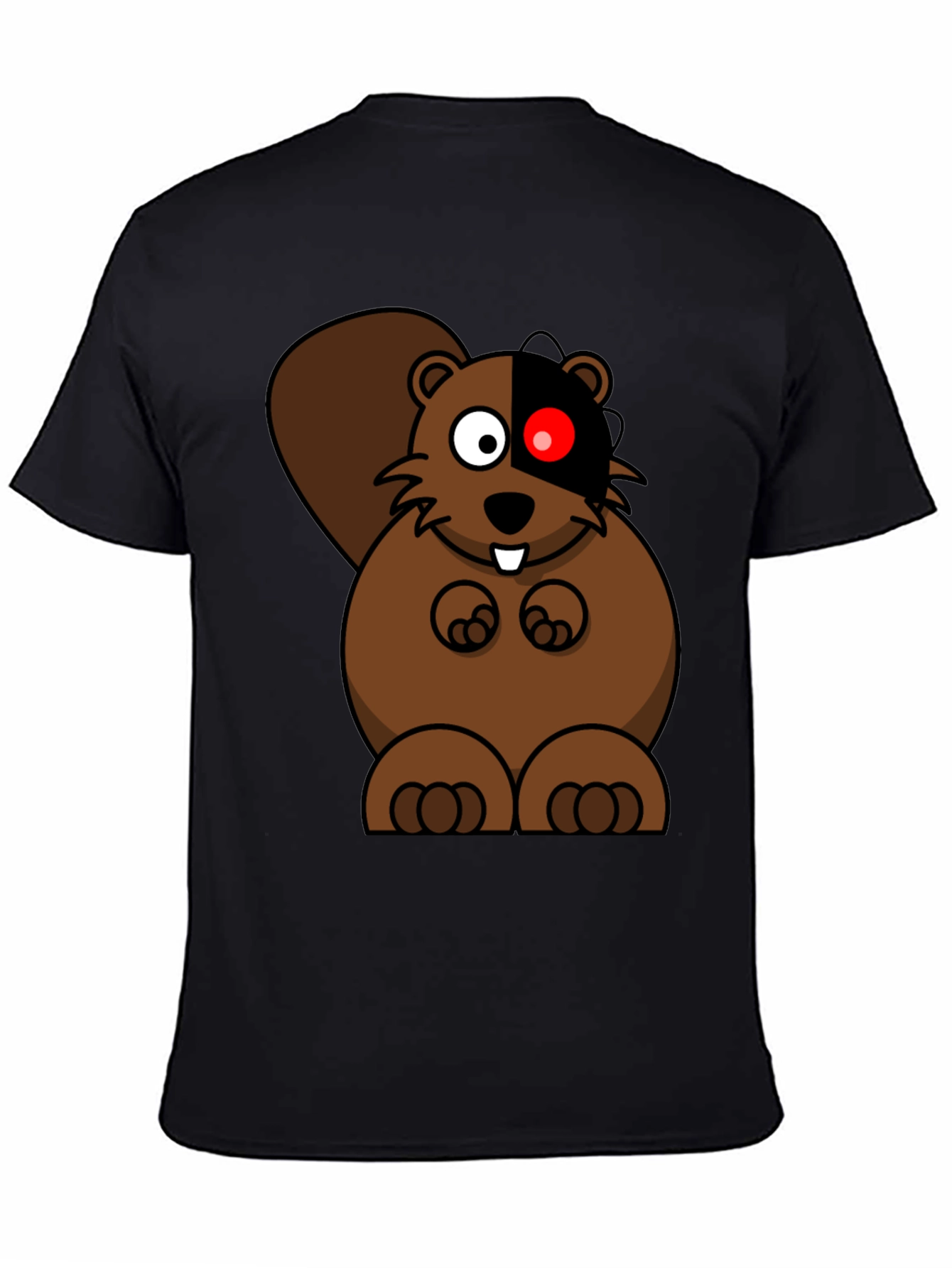 Cyber Beaver Graphic Tee - Unique Cartoon Design
