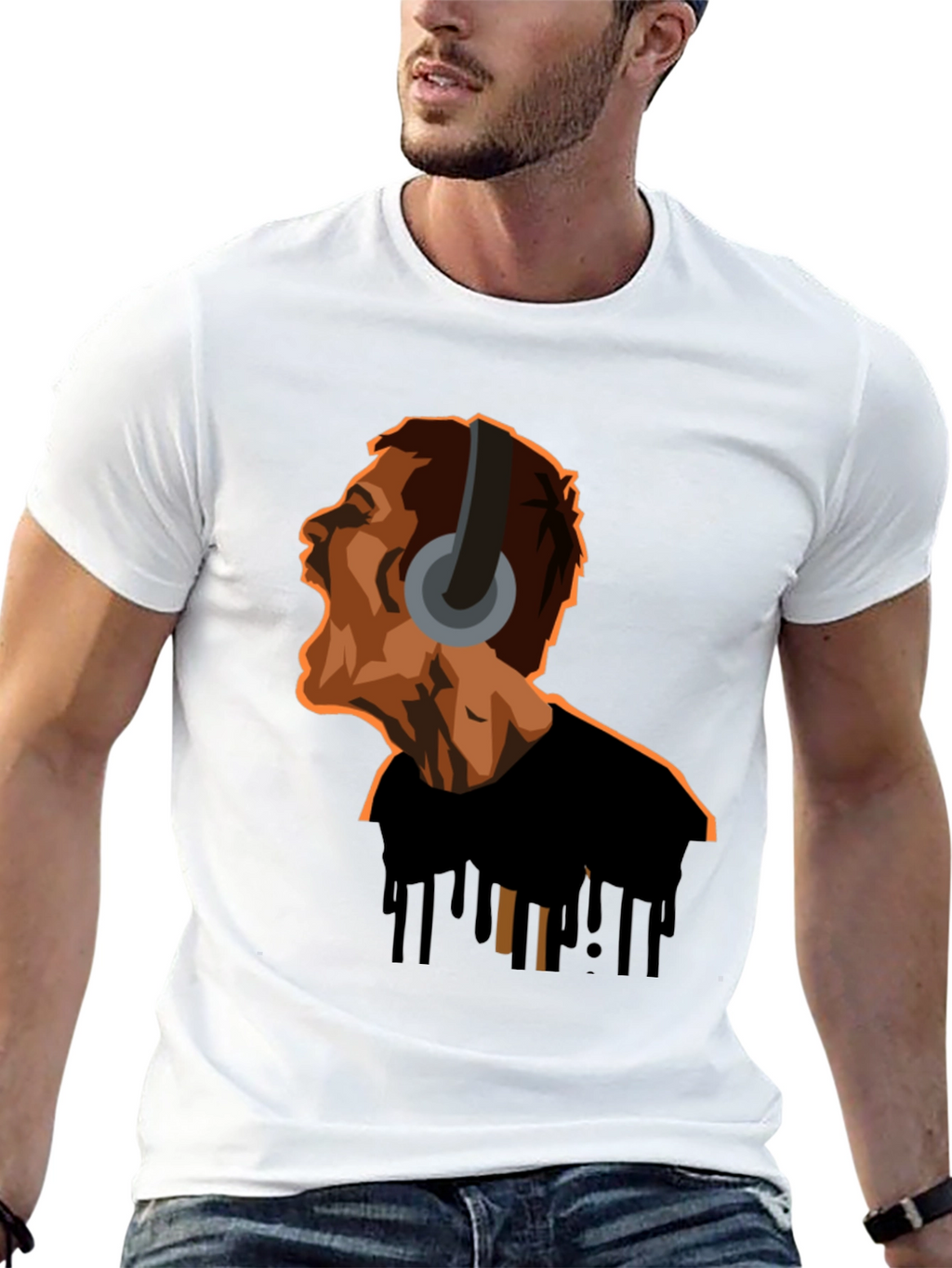 Screaming Man Headphones Graphic Tee
