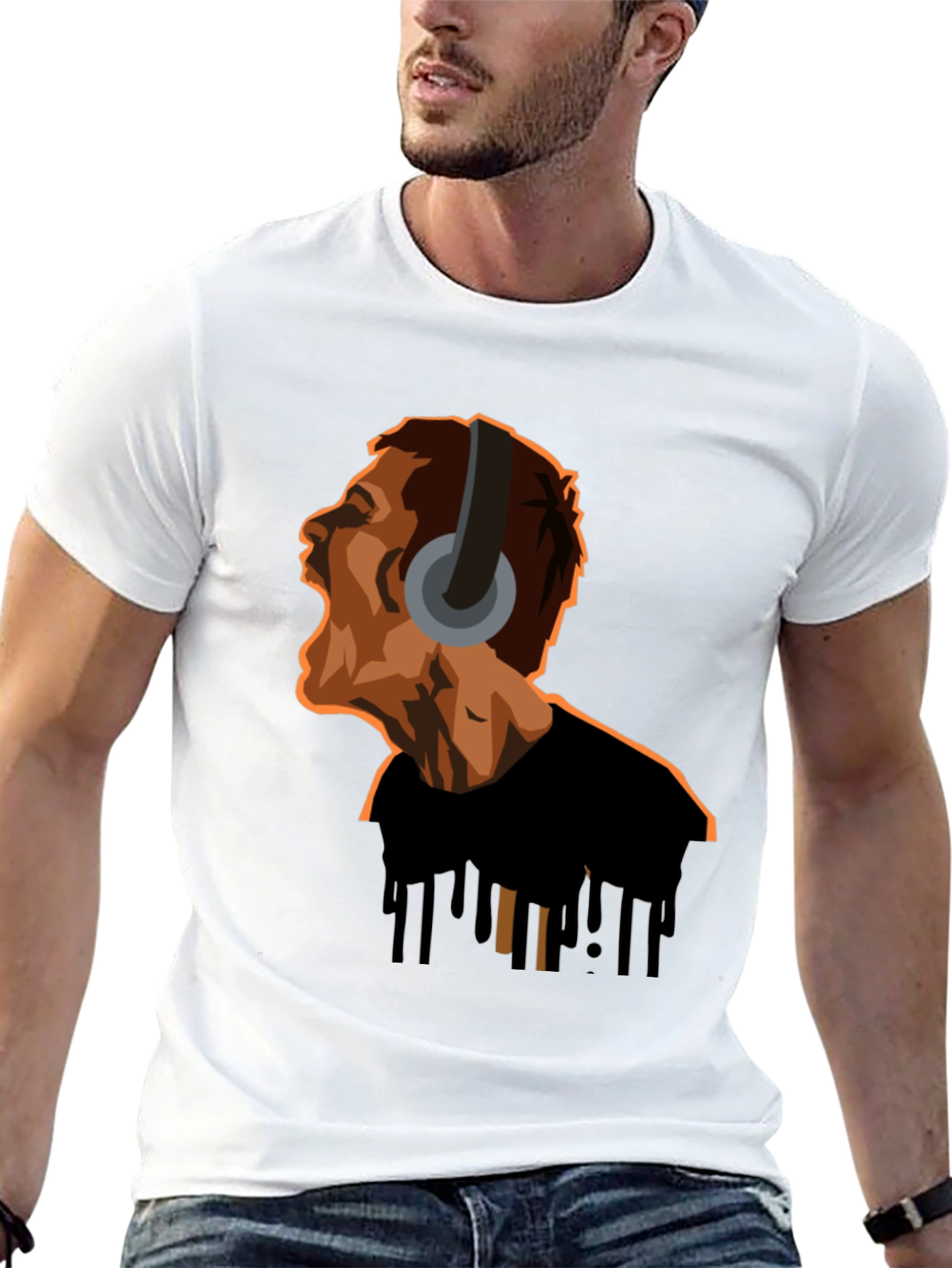 Screaming Man Headphones Graphic Tee