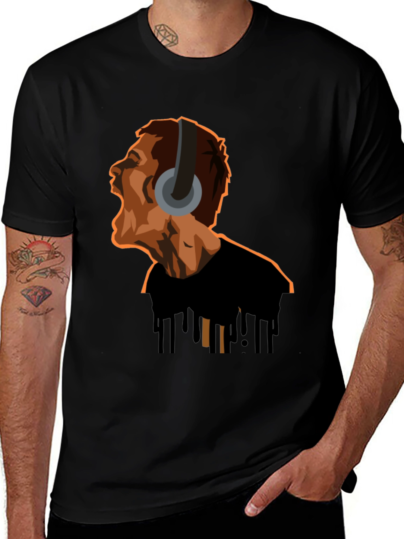 Screaming Man Headphones Graphic Tee