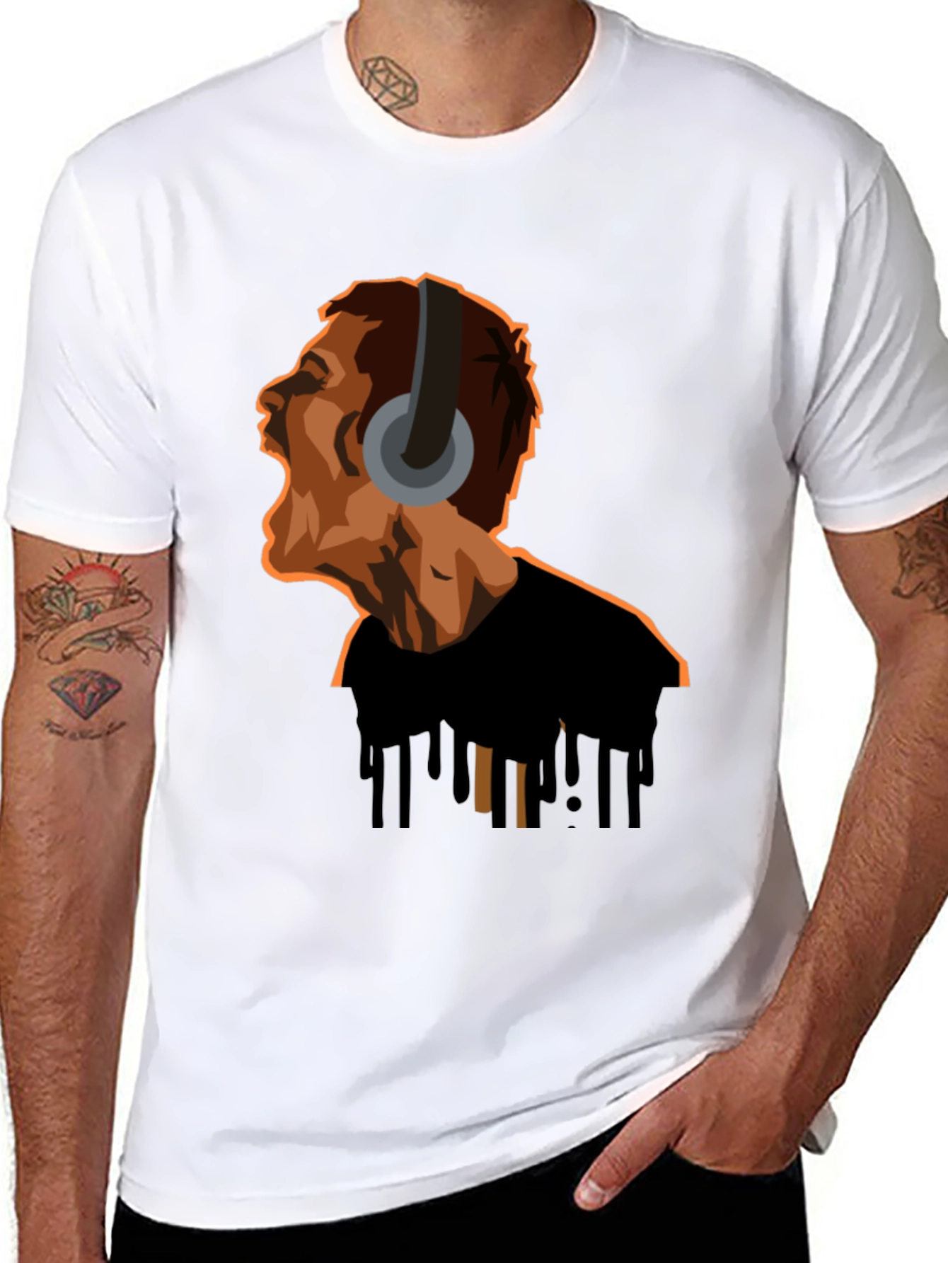 Screaming Man Headphones Graphic Tee