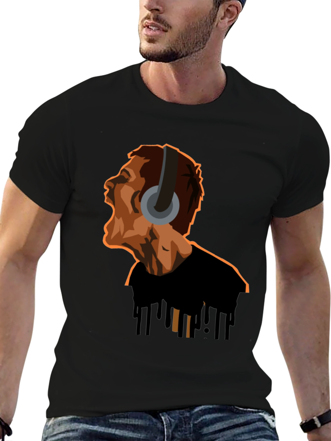 Screaming Man Headphones Graphic Tee