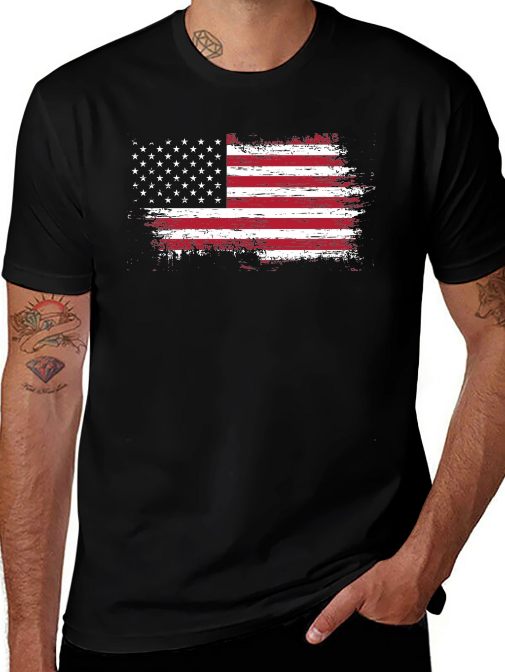 American Flag Distressed Graphic T-Shirt