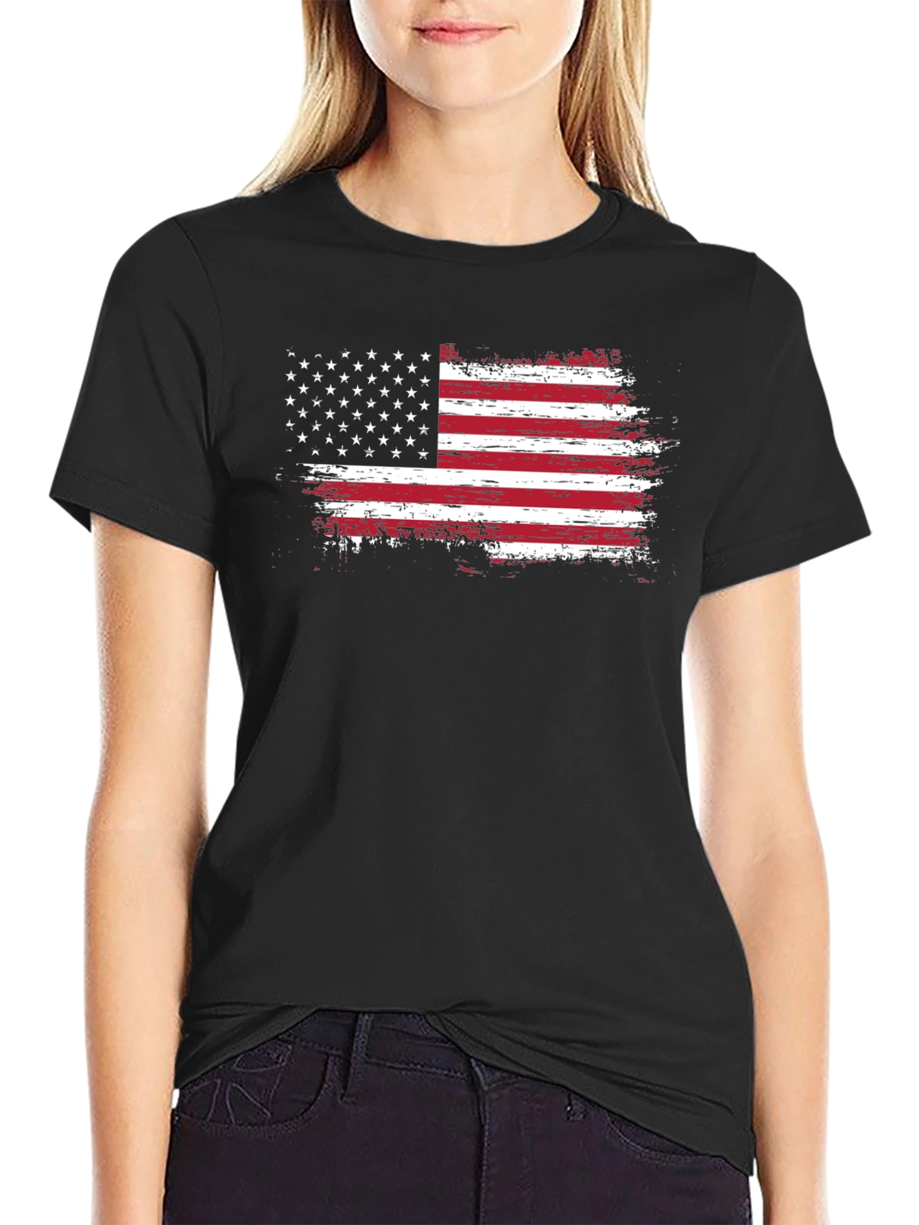 American Flag Distressed Graphic T-Shirt
