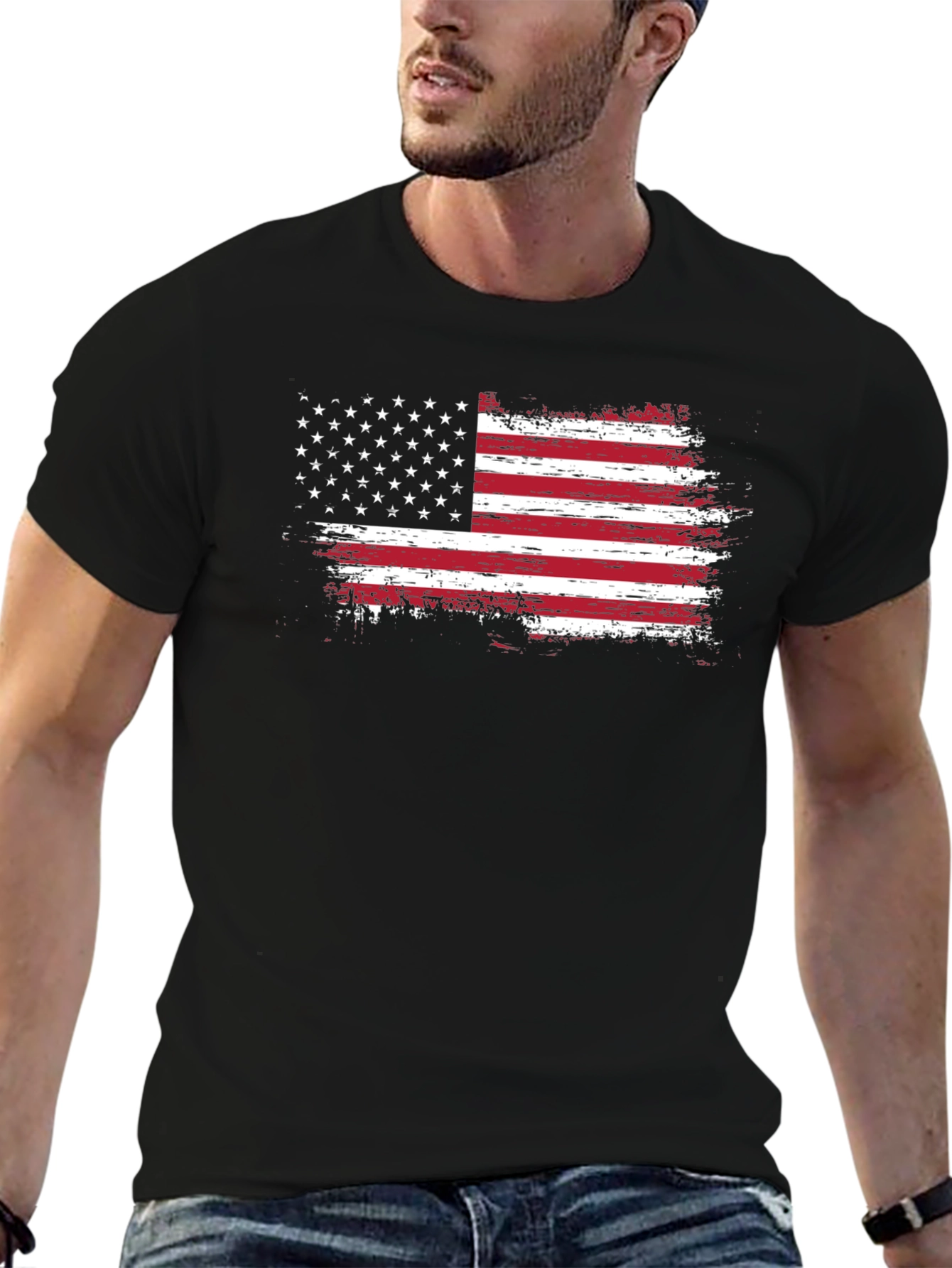 American Flag Distressed Graphic T-Shirt